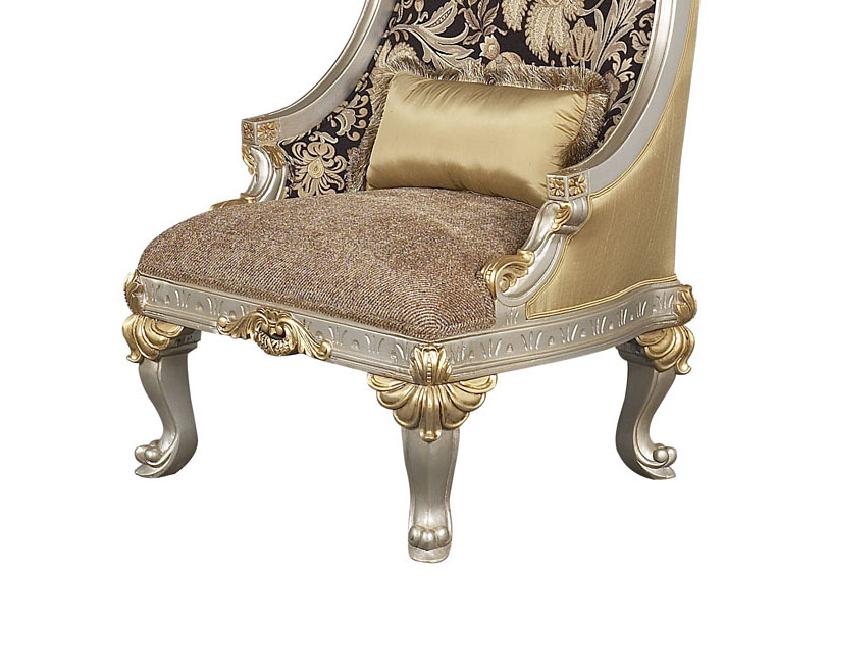 

    
Luxury Wood Golden Accents Silver Frame Accent Chair Benetti's Firenza Classic

