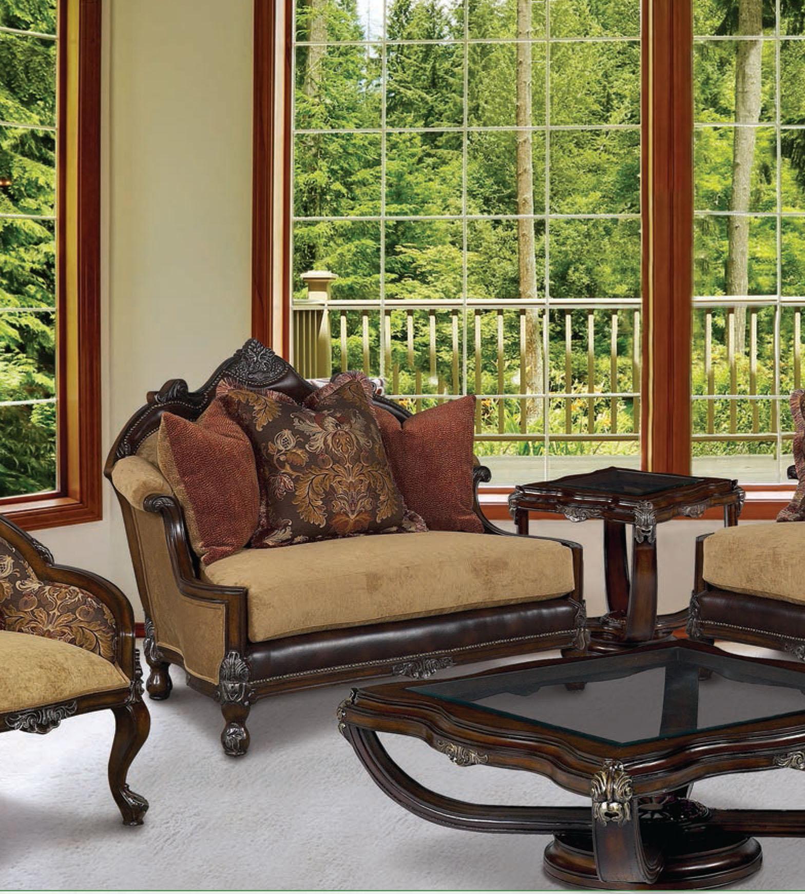 

    
Benetti's Francesca Luxury Golden Brown Silk Chenille Sofa Set 3Pcs Wood Trim
