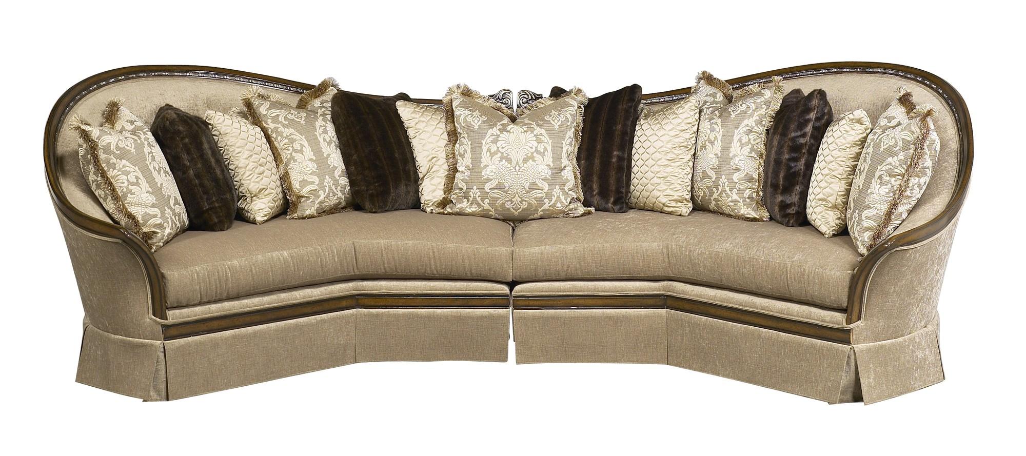 

    
Benetti's Luna Luxury Beige Sectional Sofa Set 3 Brown Finish Wood Trim Classic
