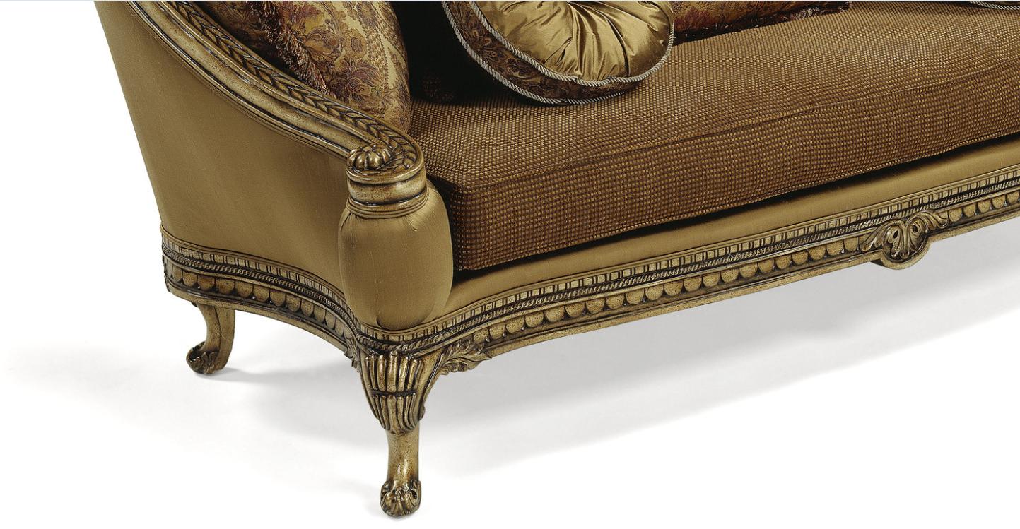 

    
Benetti's Maribella Luxury Exposed Wood Light Brass Finish Antique Style Sofa
