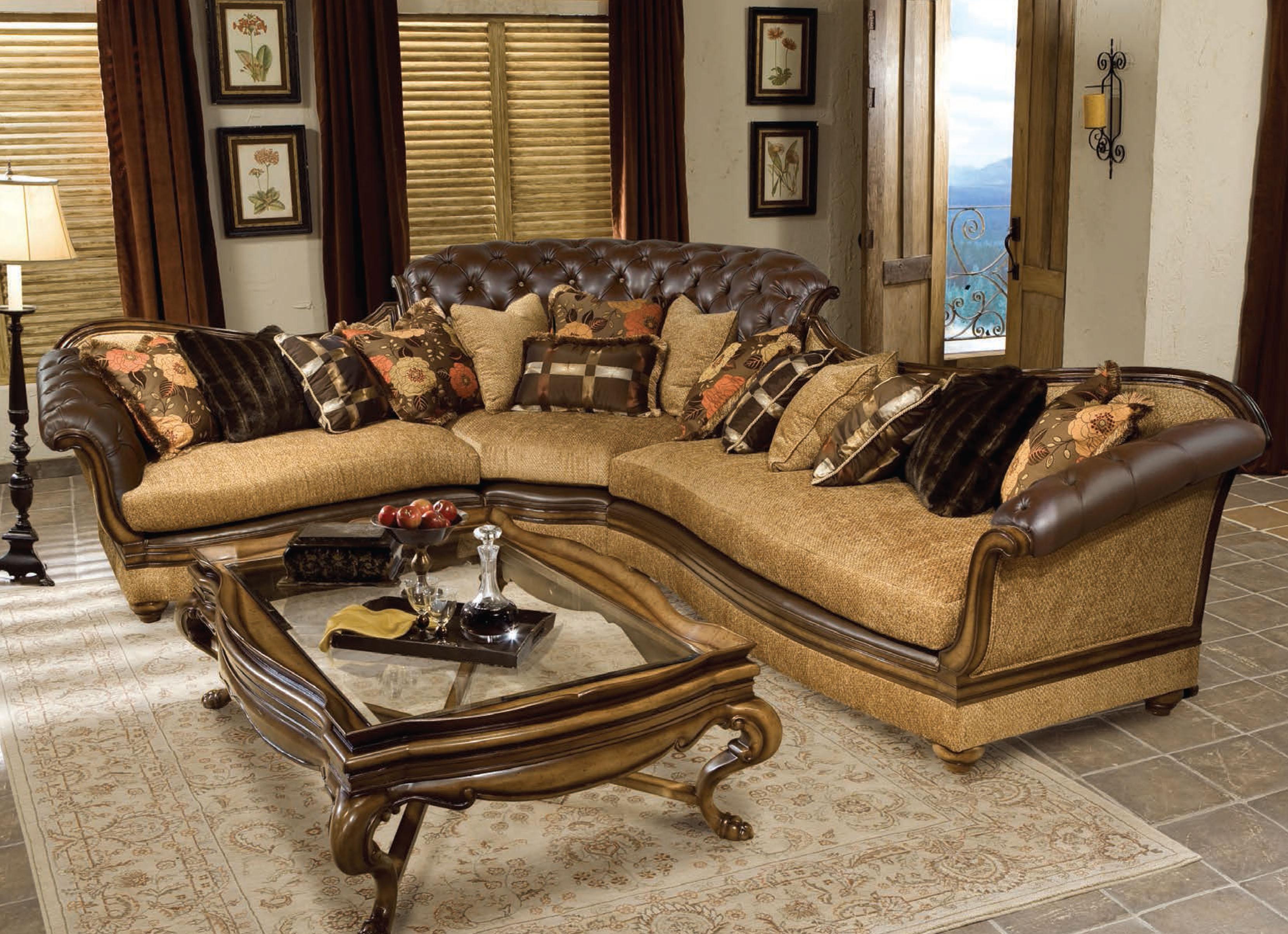 

    
Luxury Tufted Sectional Sofa Dark Brown Wood Benetti's Salvatore Classic RIGHT
