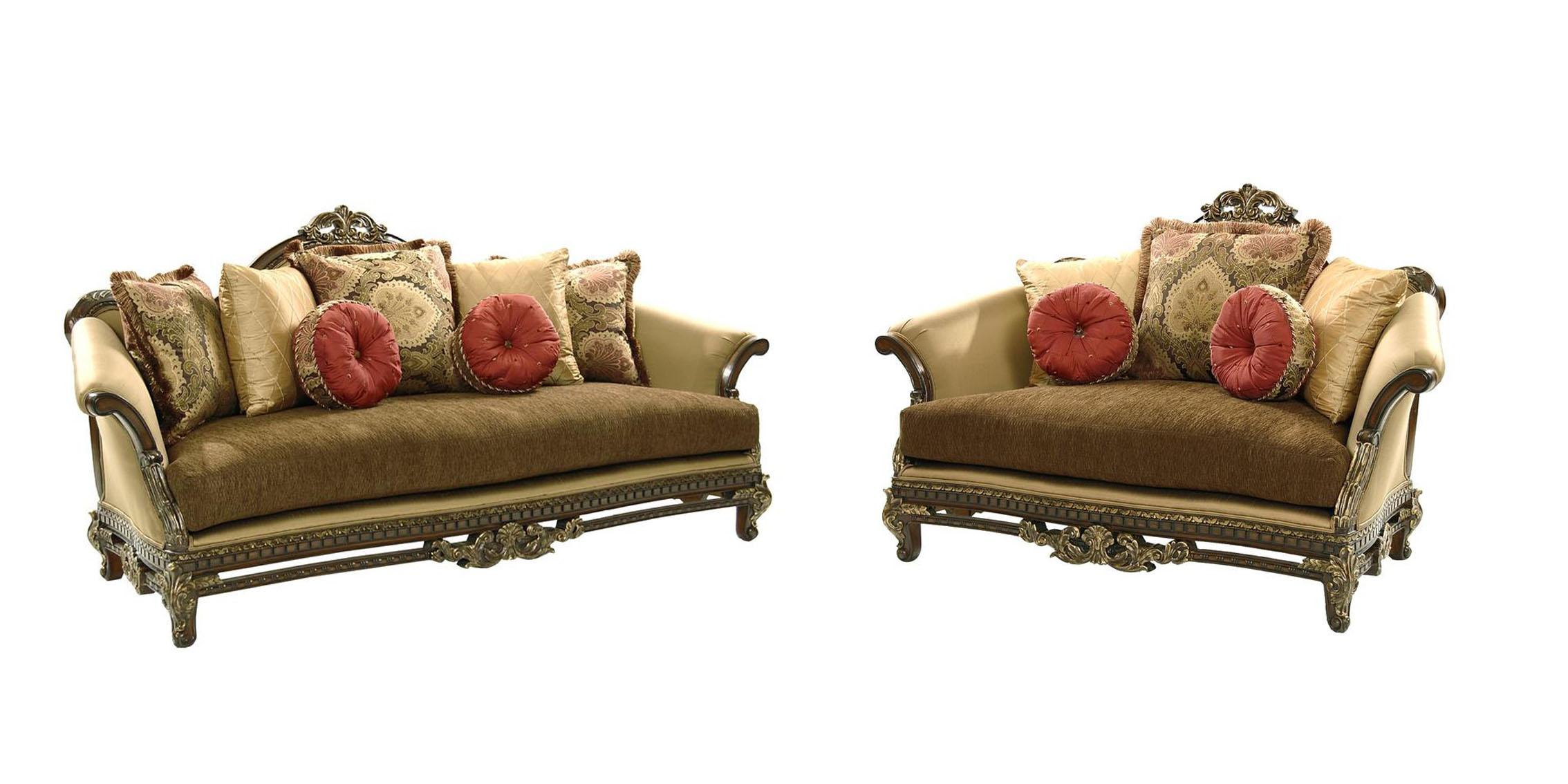 

    
Luxury Silk Chenille Solid Wood Formal Sofa Set 2Pcs Benetti's Sicily Classic
