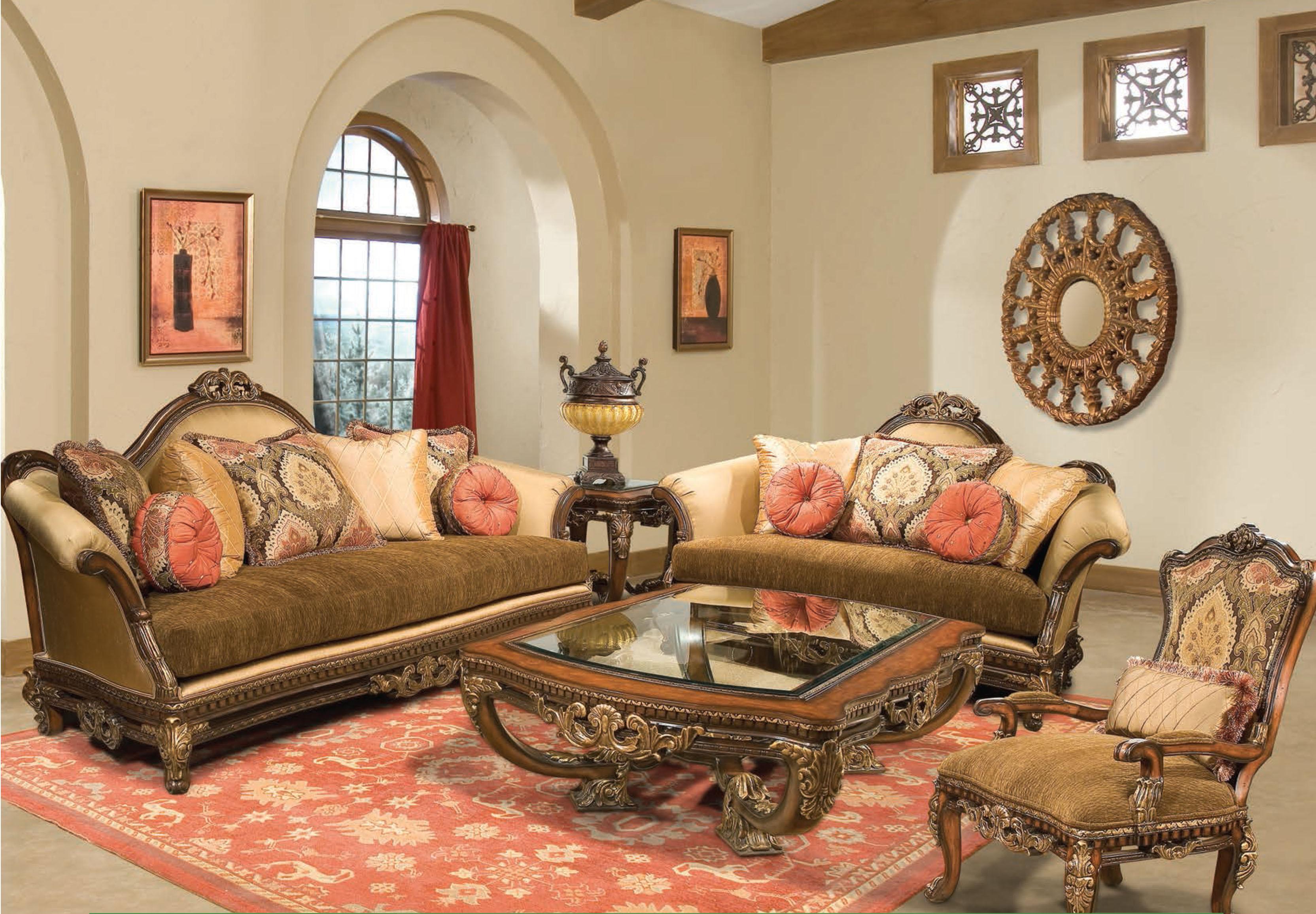 

    
Luxury Silk Chenille Solid Wood Formal Sofa Set 4Pcs Benetti's Sicily Classic
