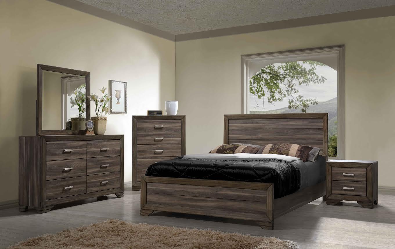 Contemporary, Traditional Panel Bedroom Set Asheville 1650-DM-3PC in Driftwood 