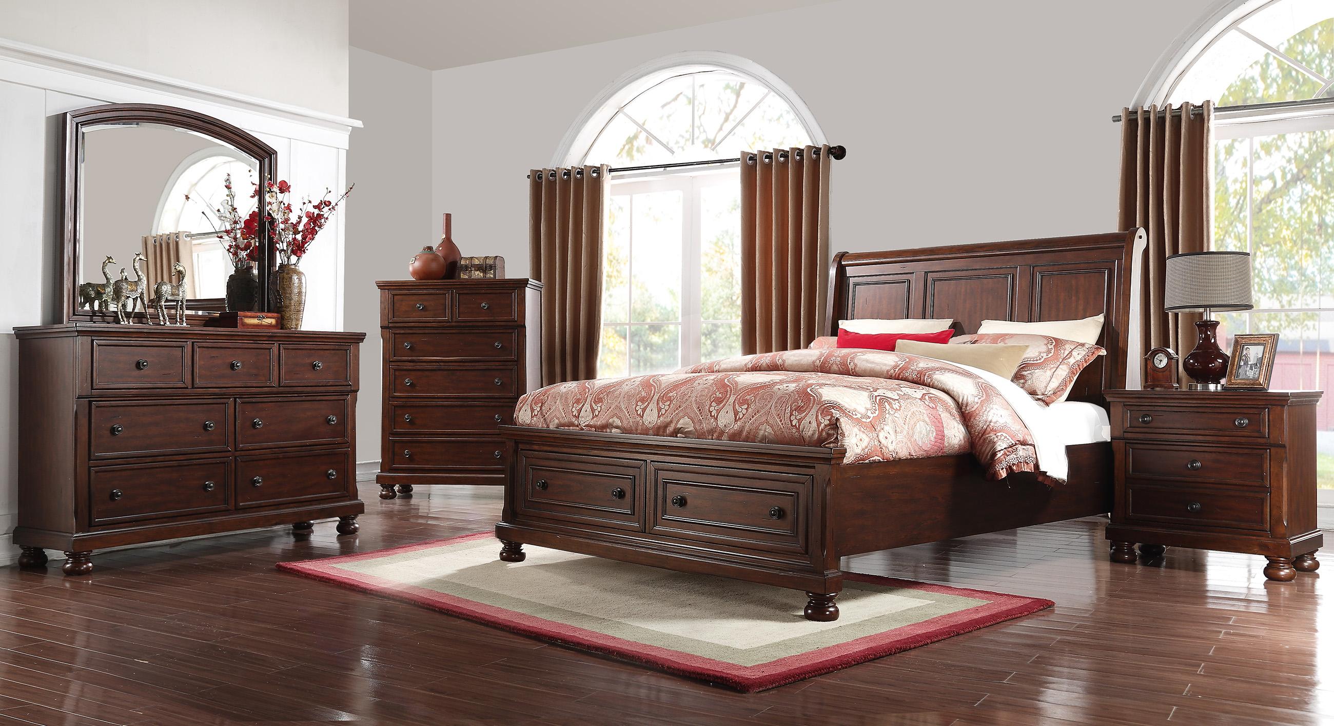 Traditional Storage Bedroom Set PRESCOTT 1040-3Pcs 1040-2N-3PC in Brown 