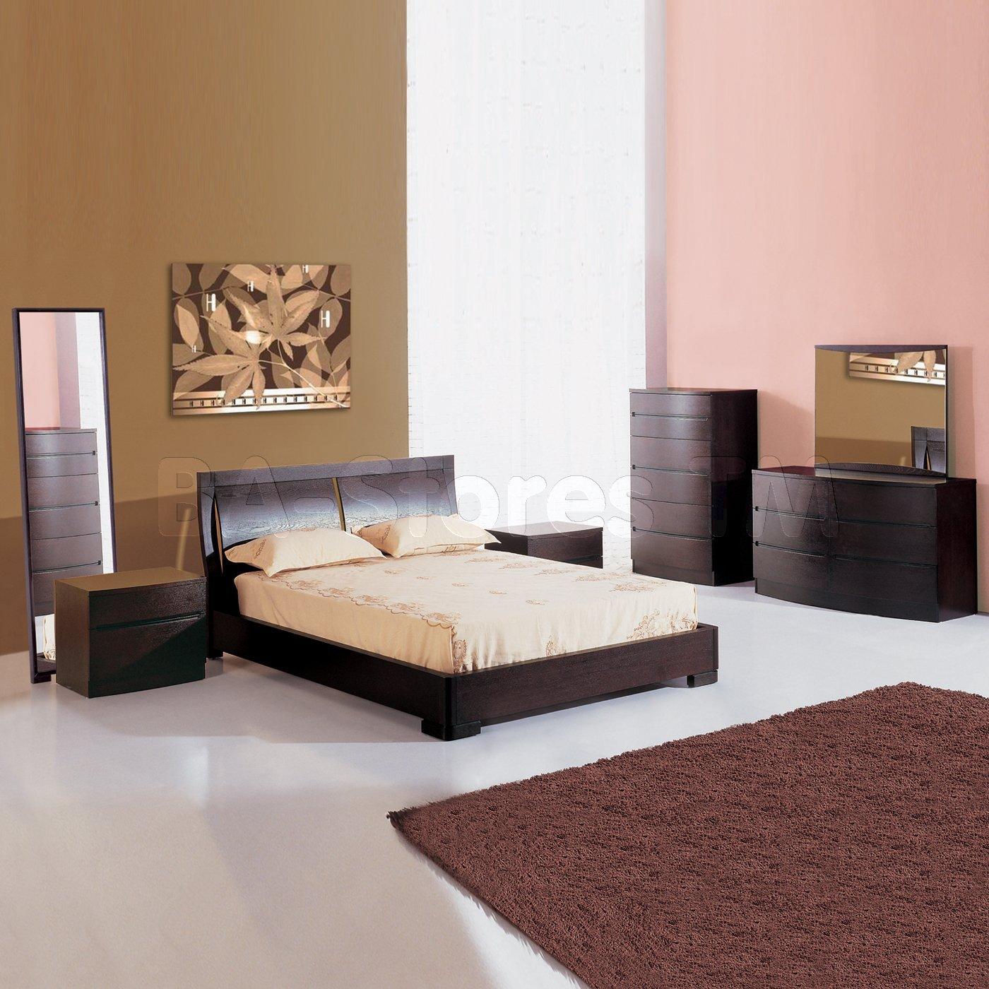 Contemporary Platform Bedroom Set Maya BHF-Maya-Esp-Queen-Set-3 in Espresso 