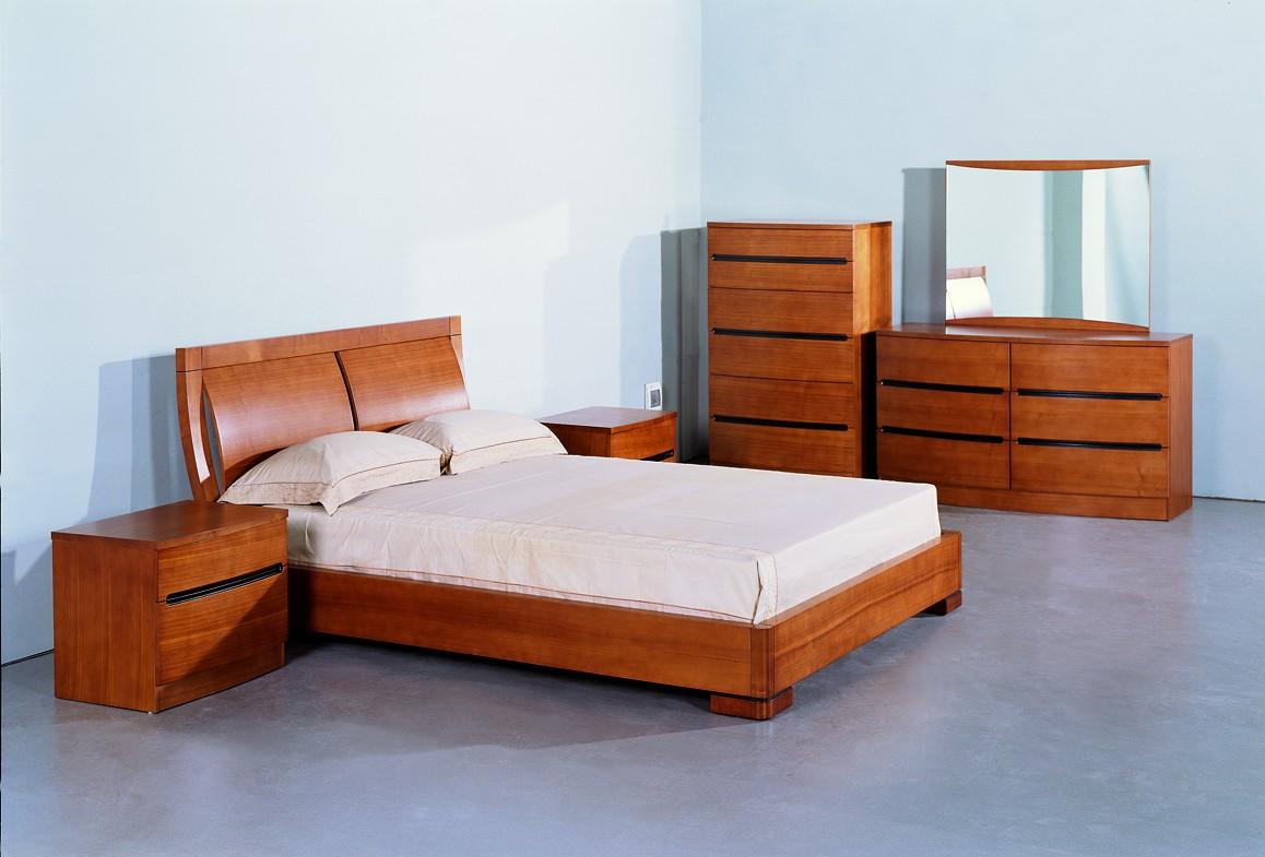 Contemporary Platform Bedroom Set Maya BHF-Maya-Teak-King-Set-3 in Teak 