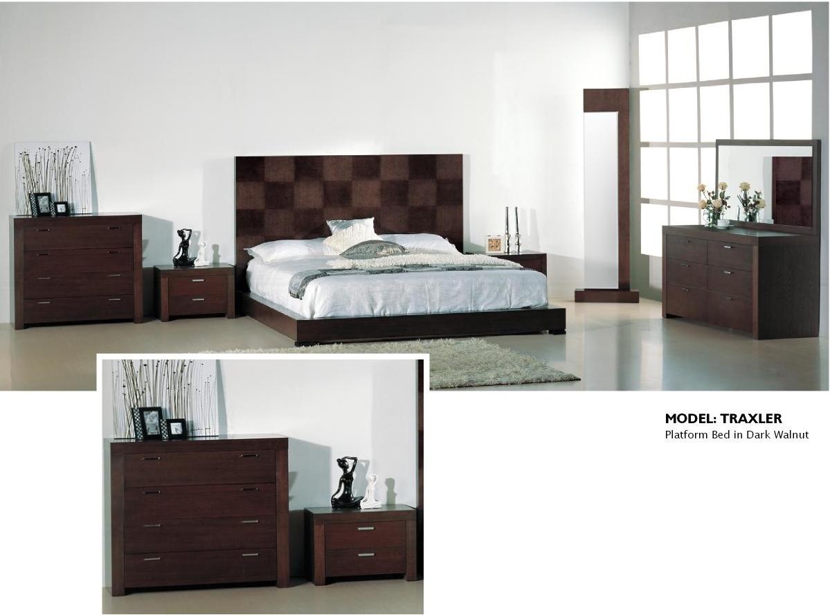 Modern Platform Bedroom Set Traxler BHF-Traxler-Queen-Set-3 in Brown 