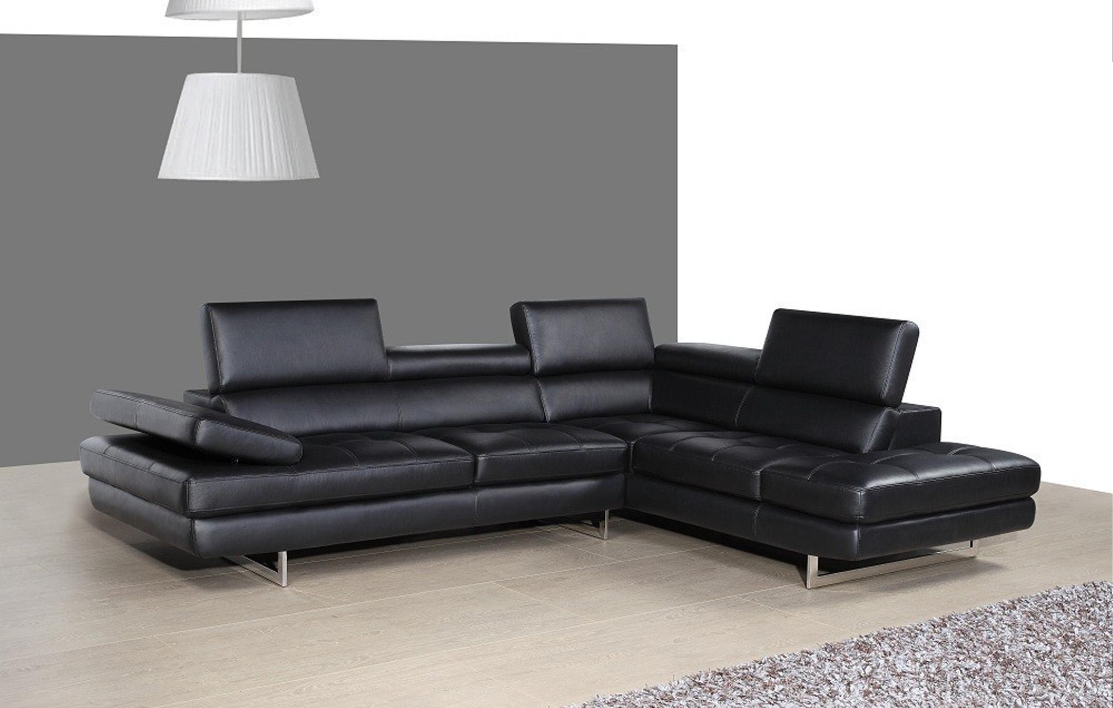 Contemporary Sectional Sofa A761 SKU1785521 in Black Italian Leather