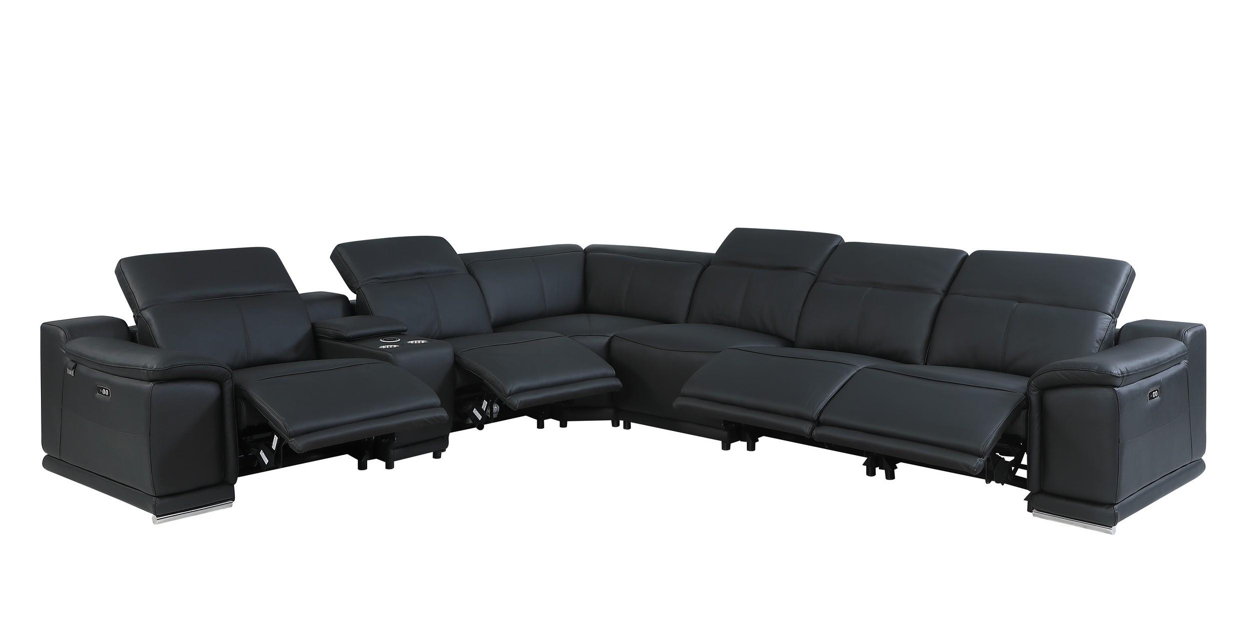 

    
BLACK 4-Power Reclining 7PC Sectional w/ 1-Console 9762 Global United
