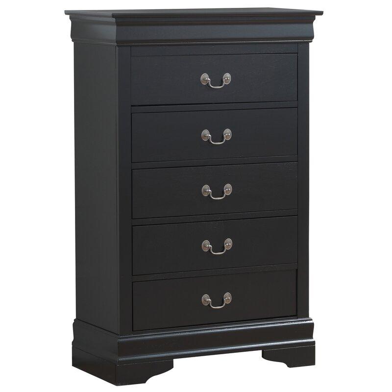 

    
Black 5 Drawer Chest LOUIS PHILLIPE Galaxy Home Traditional Modern
