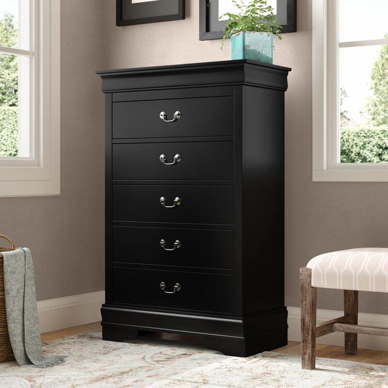 

    
Black 5 Drawer Chest LOUIS PHILLIPE Galaxy Home Traditional Modern
