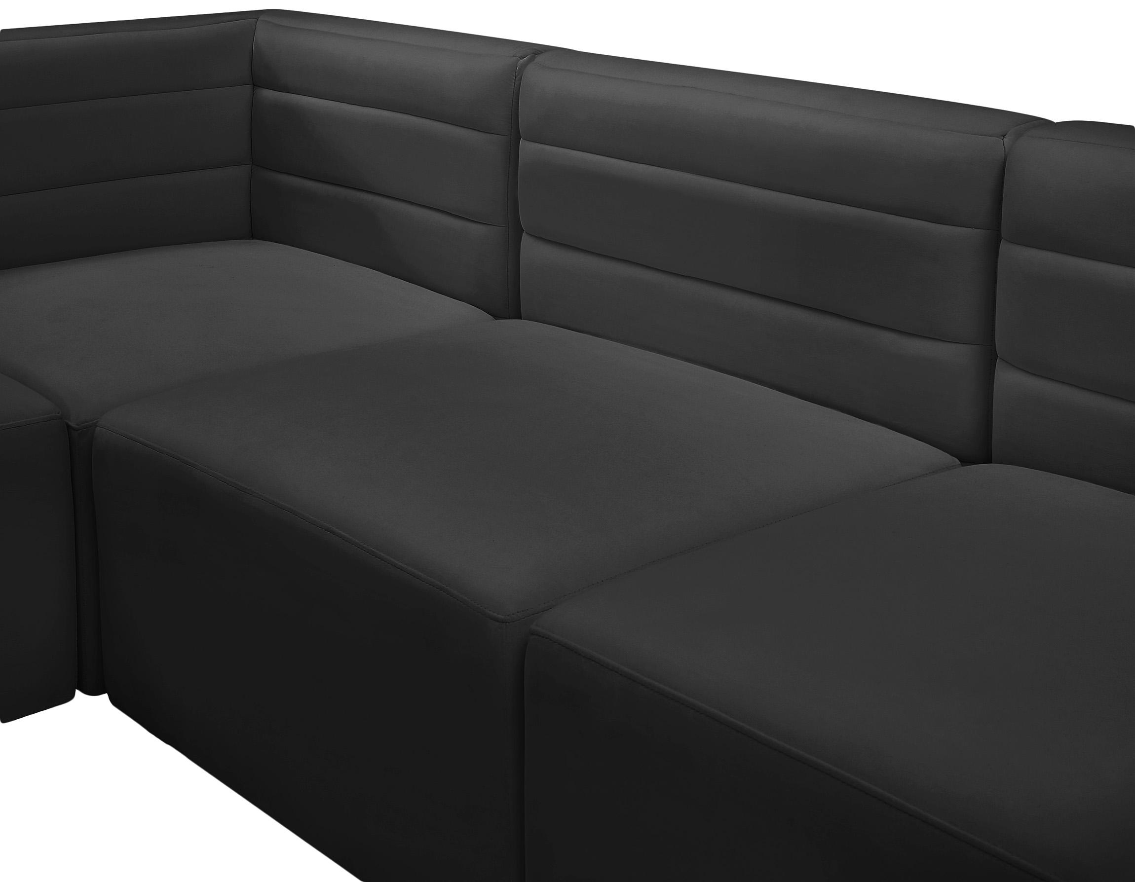 

    
 Order  Black Velvet Modular Comfort Sectional Quincy 677Black-Sec5B Meridian Modern
