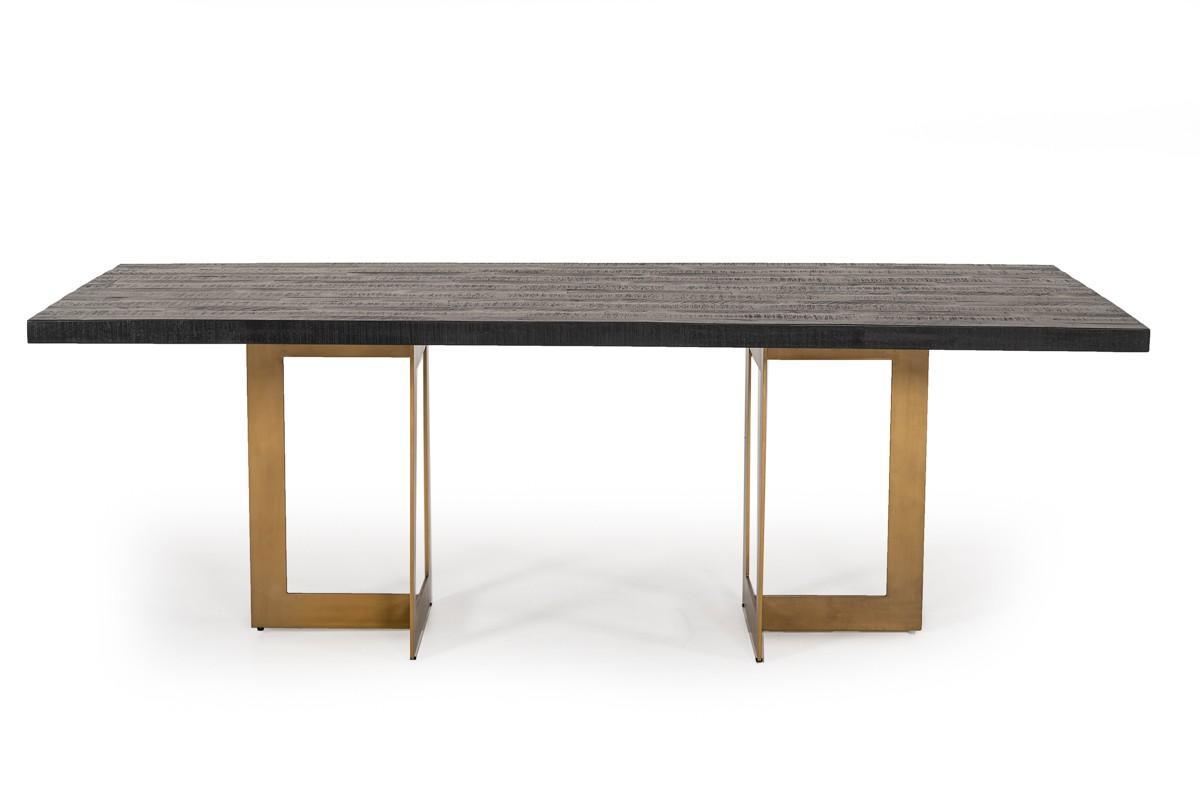 Contemporary, Modern Dining Table Cheryl VGLBOWEN-DT220 in Gold, Black 