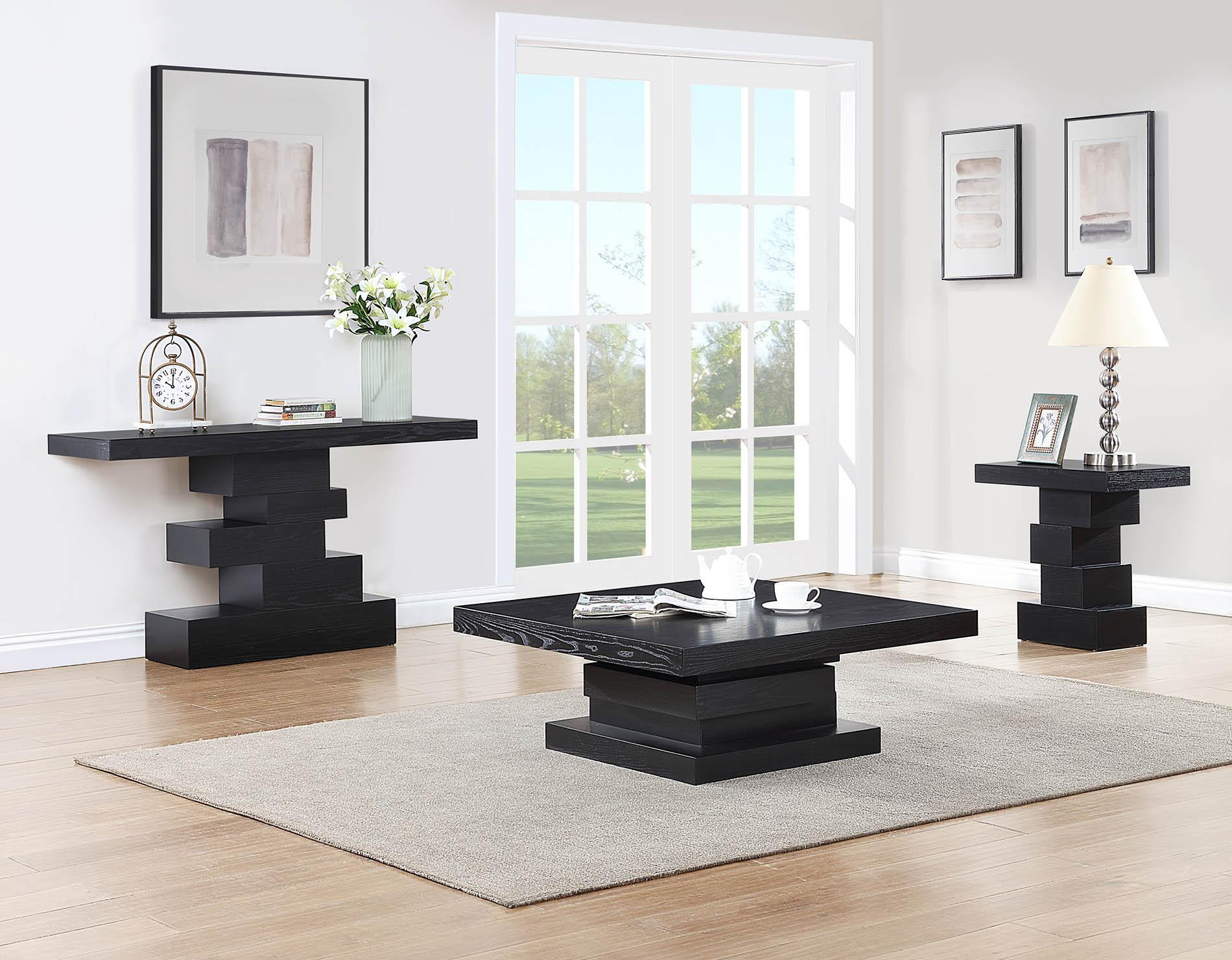 Contemporary, Modern Coffee Table Set WESTMOUNT 499Black-CT-Set 499Black-CT-Set-3 in Black 