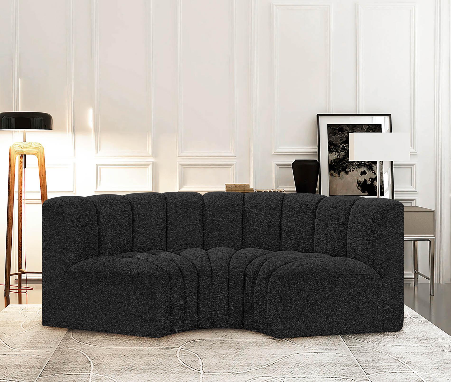 

    
Black Boucle Channel Tufted Modular Sectional ARC 102Black-S3C Meridian Modern
