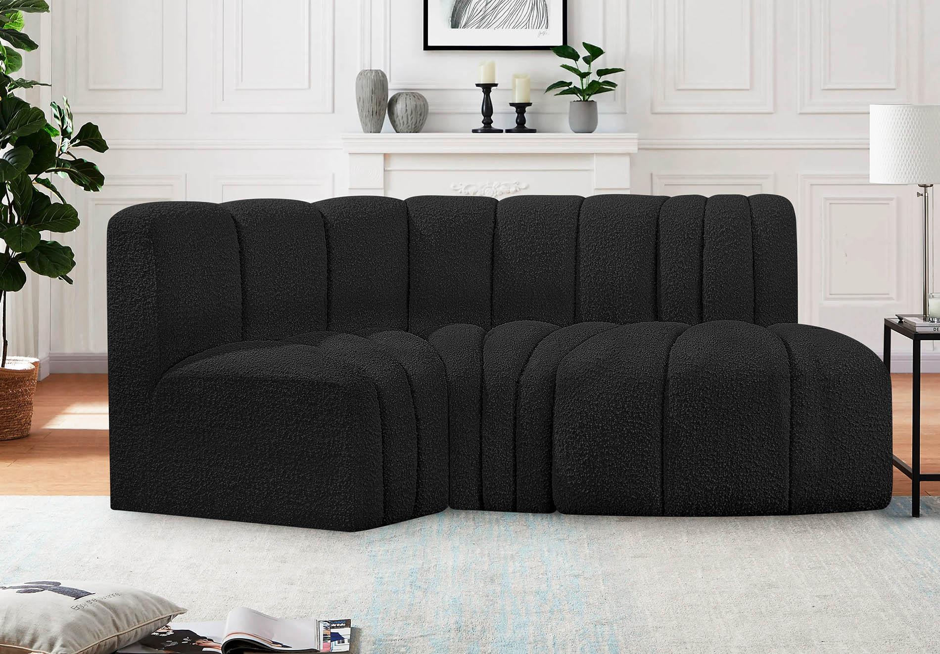 

    
Black Boucle Channel Tufted Modular Sectional ARC 102Black-S3D Meridian Modern
