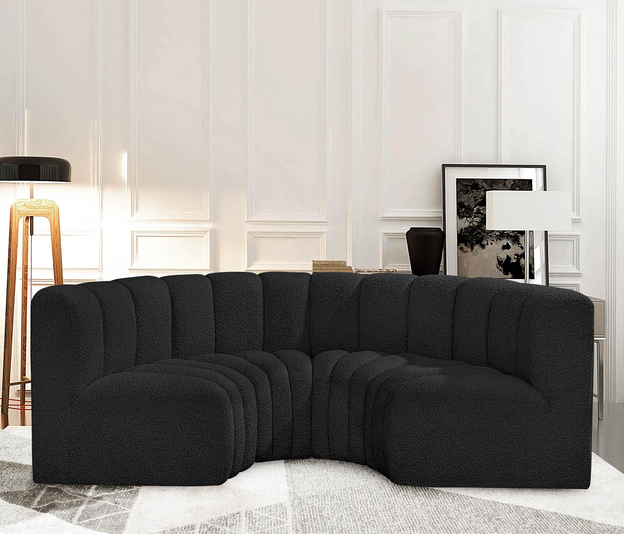 

    
Black Boucle Channel Tufted Modular Sectional ARC 102Black-S4C Meridian Modern
