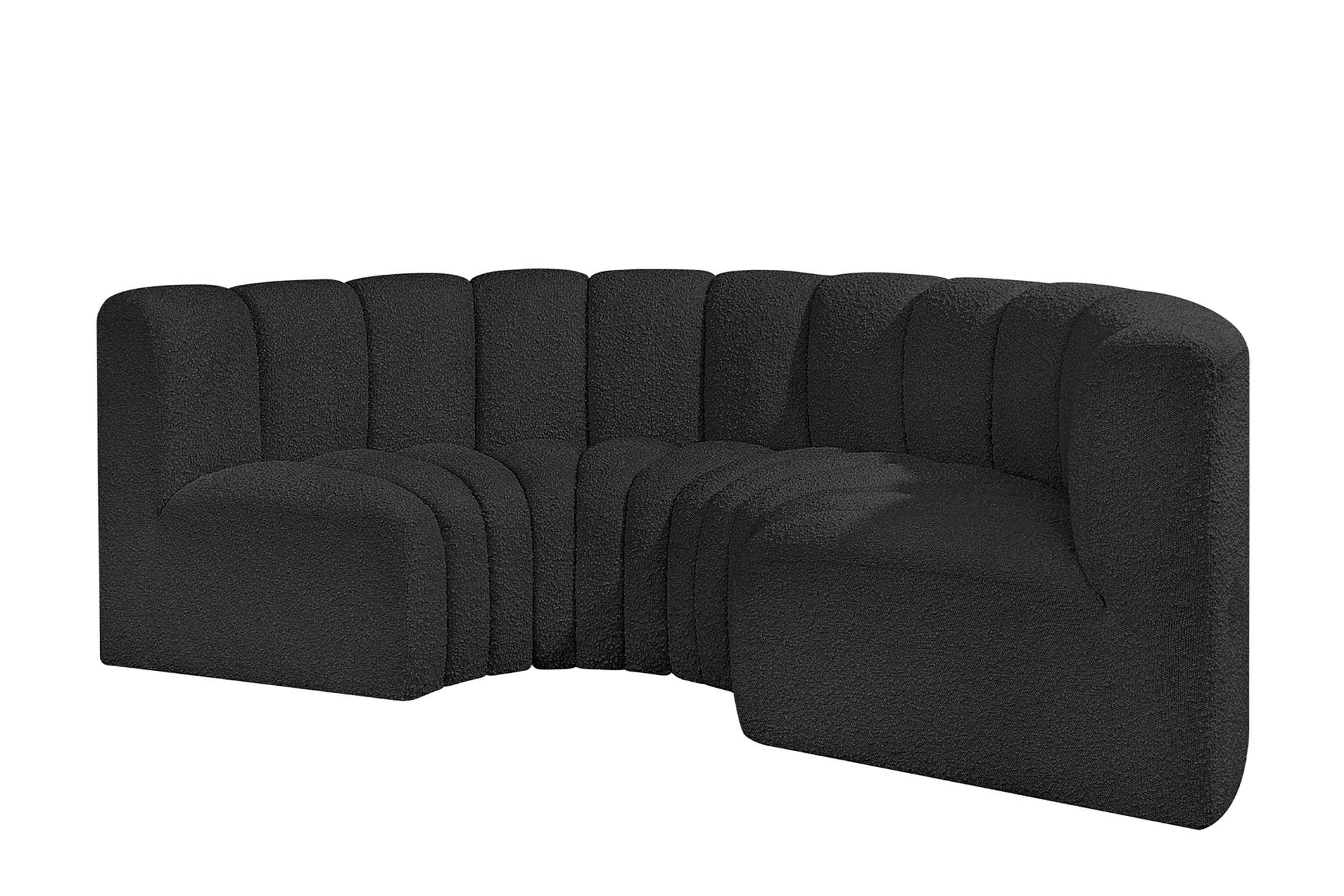 

        
Meridian Furniture ARC 102Black-S4C Modular Sectional Sofa Black Boucle 094308297255
