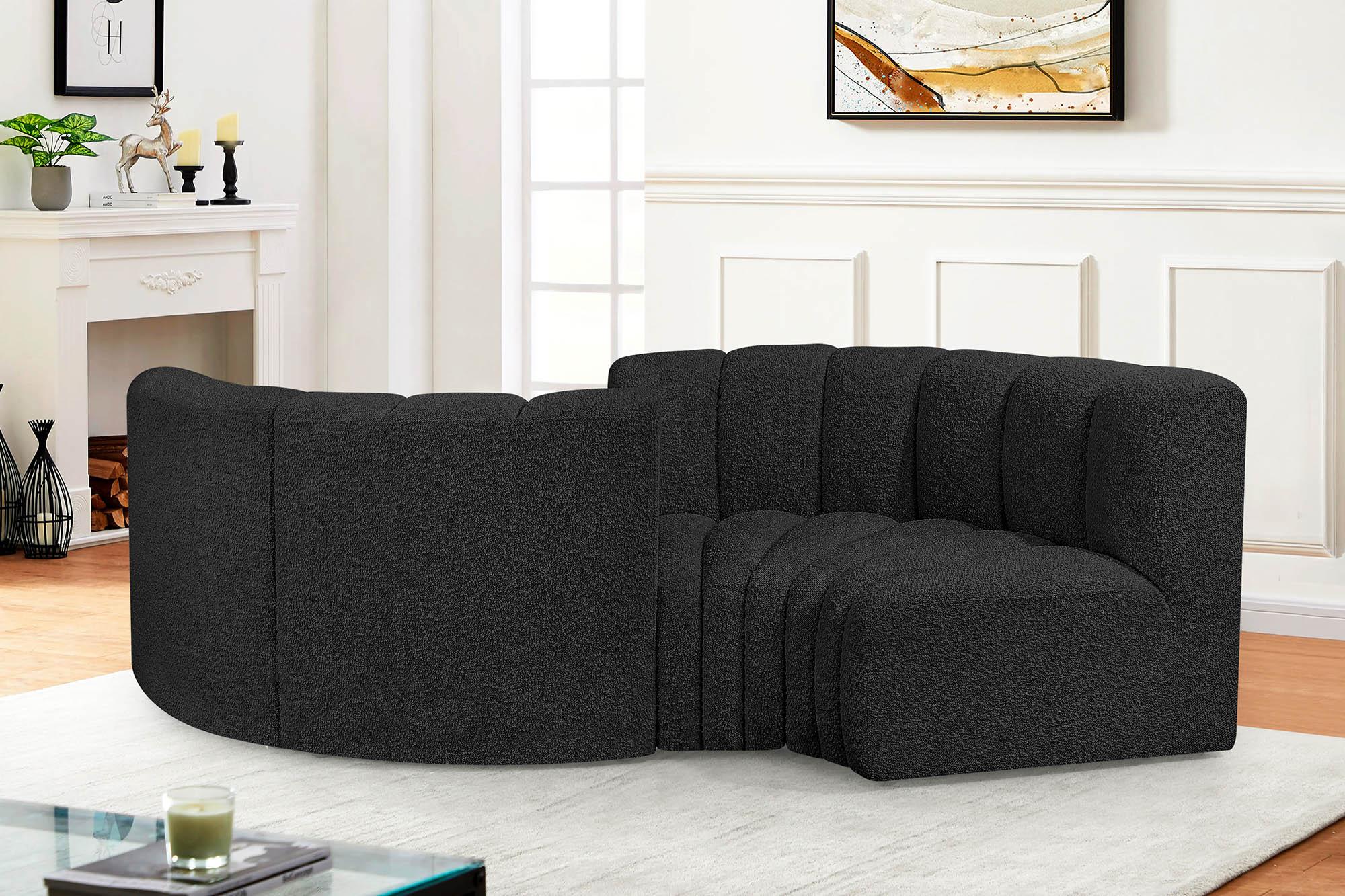 

    
Black Boucle Channel Tufted Modular Sectional ARC 102Black-S4F Meridian Modern
