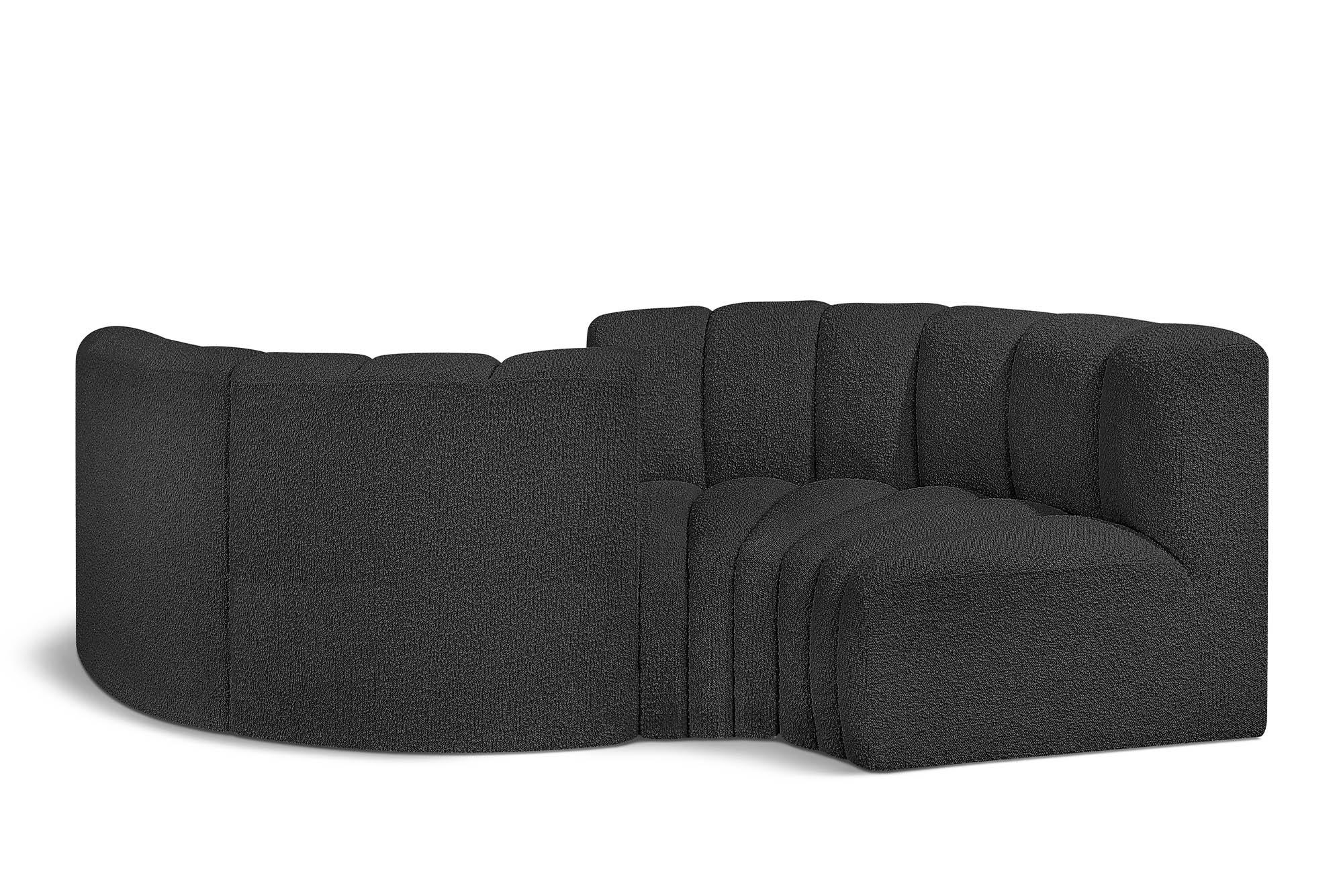 

    
Black Boucle Channel Tufted Modular Sectional ARC 102Black-S4F Meridian Modern

