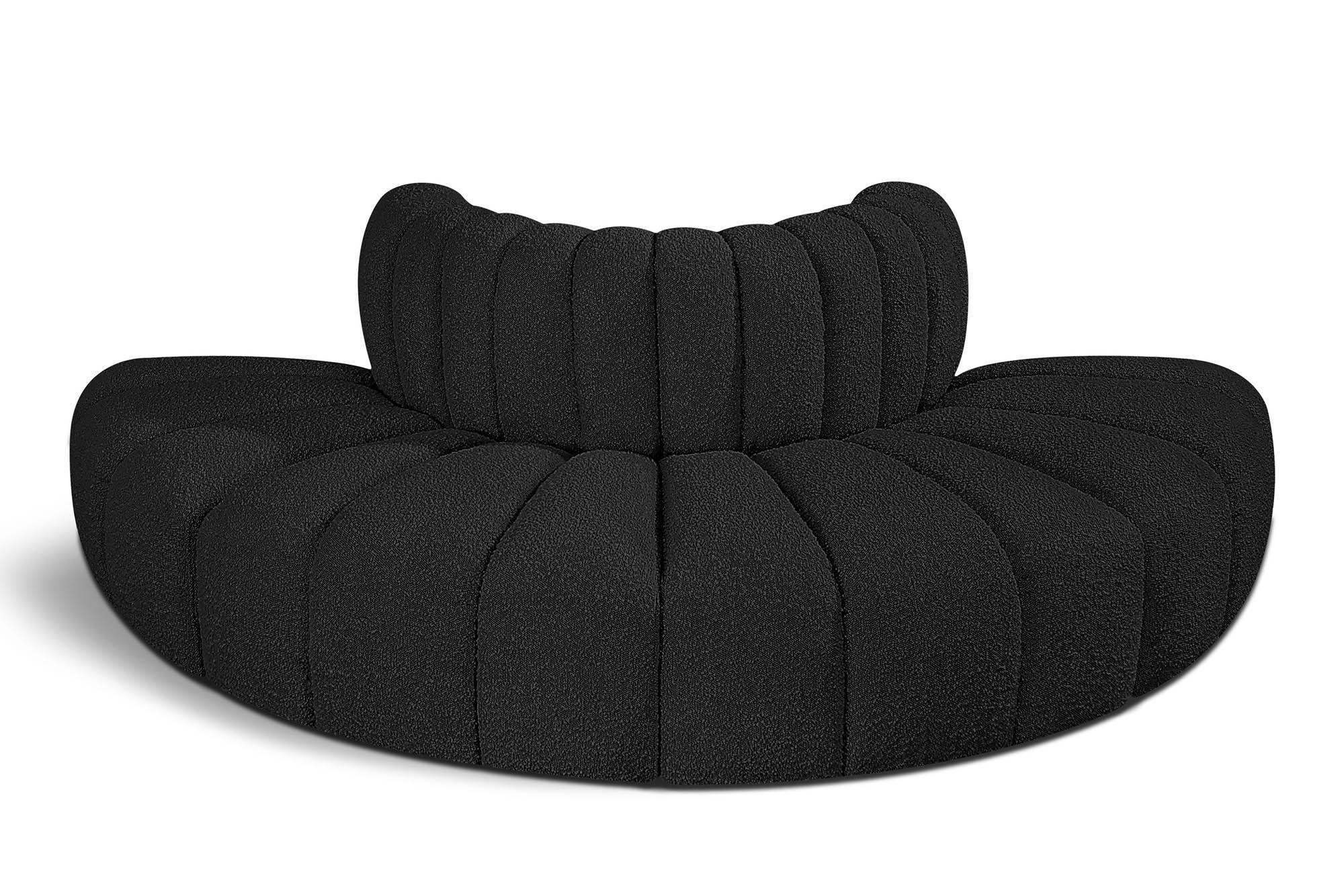 

    
Black Boucle Channel Tufted Modular Sectional ARC 102Black-S4G Meridian Modern
