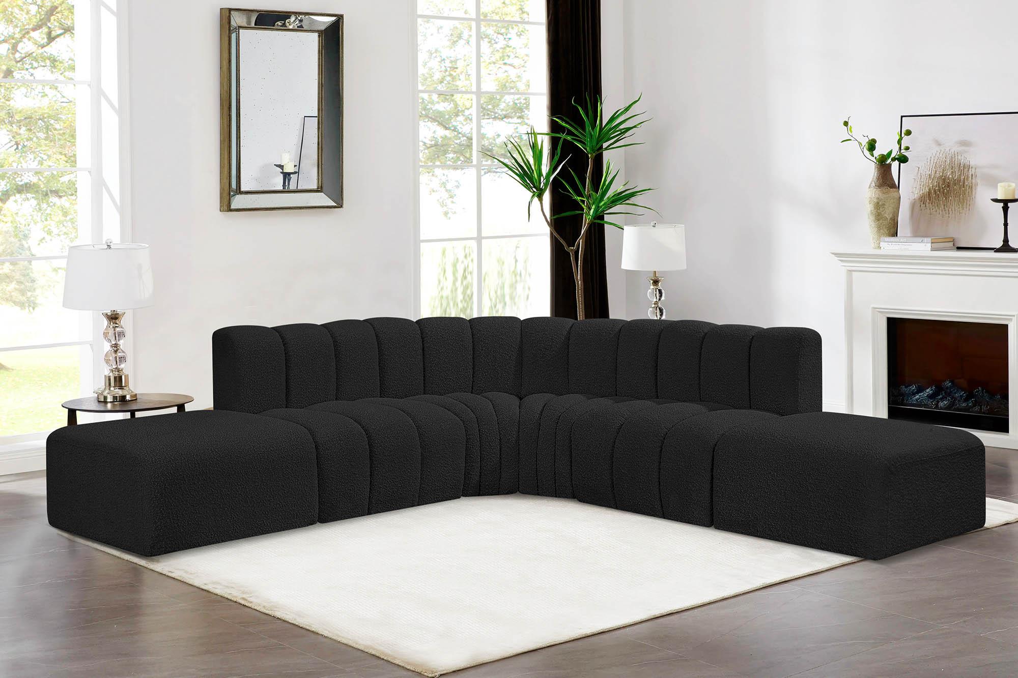 

    
Black Boucle Channel Tufted Modular Sectional ARC 102Black-S6C Meridian Modern
