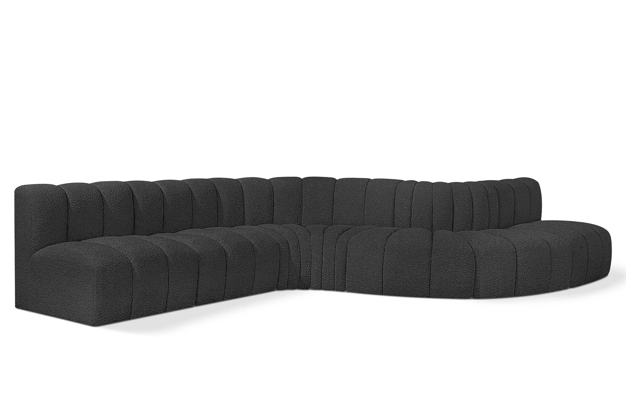 

    
Black Boucle Channel Tufted Modular Sectional ARC 102Black-S7C Meridian Modern
