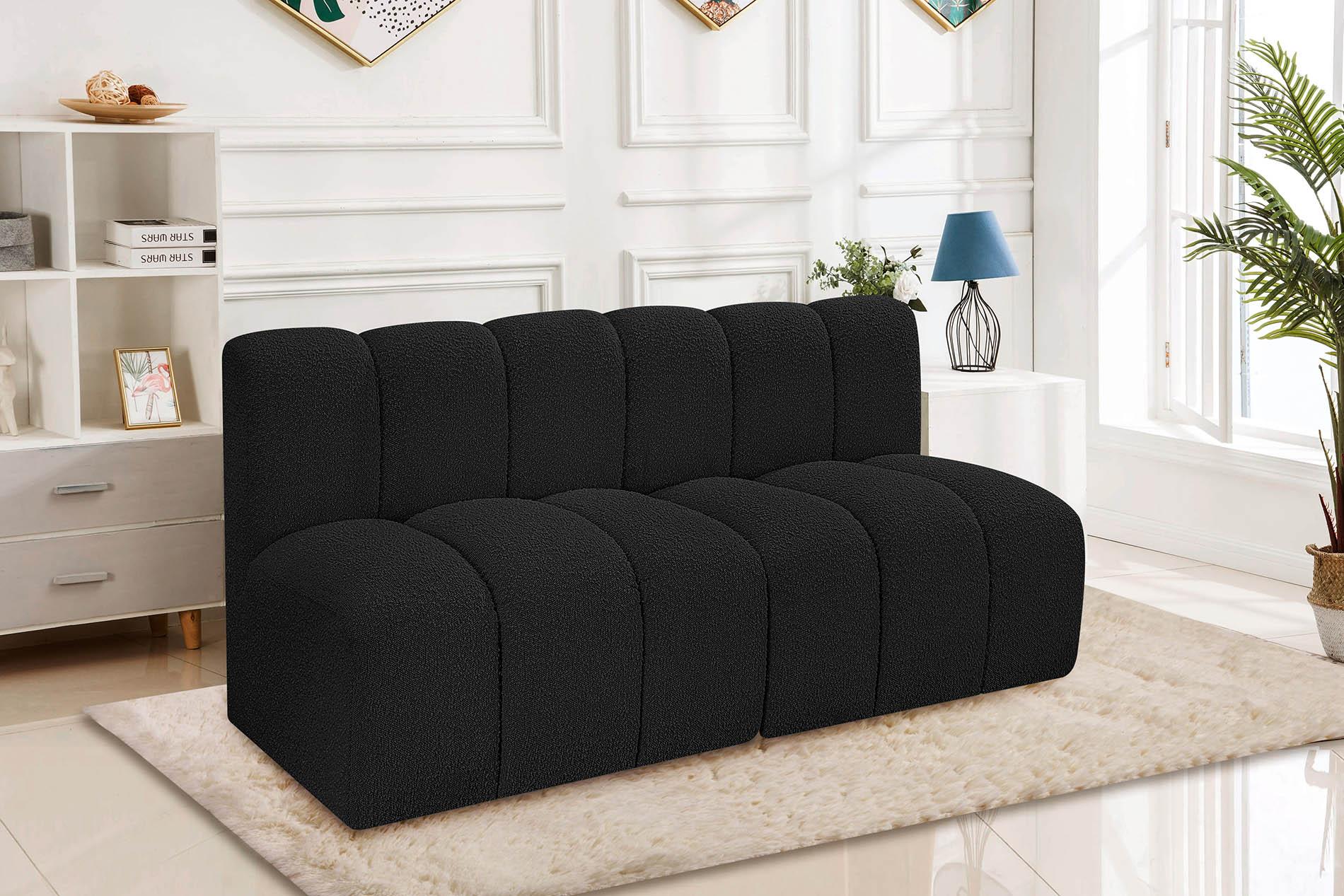 

    
Black Boucle Channel Tufted Modular Sofa ARC 102Black-S2A Meridian Contemporary
