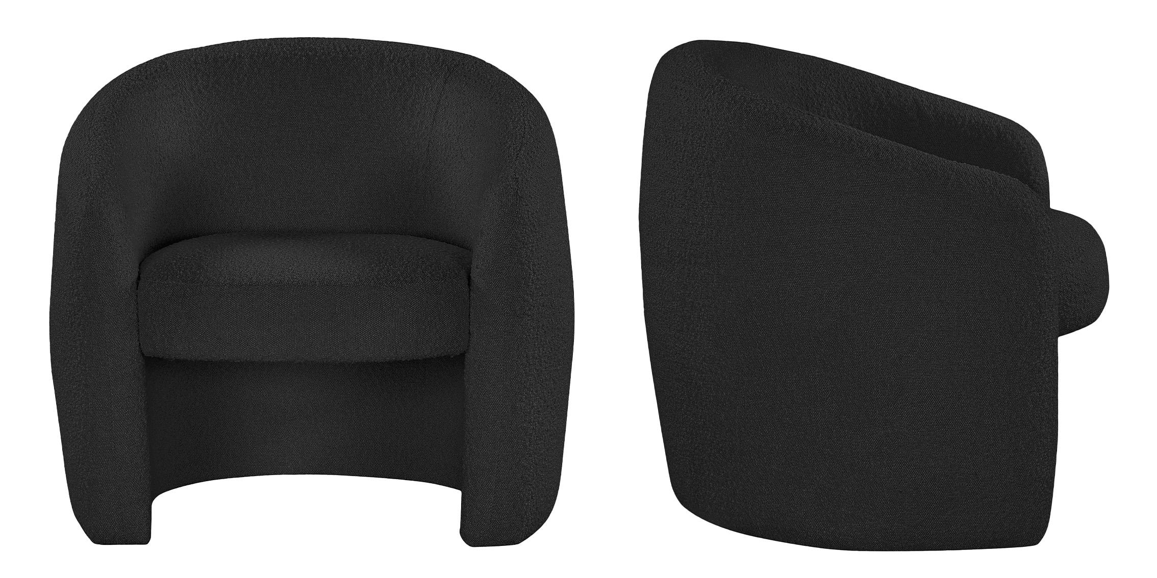 

    
Black Boucle Fabric Accent Chair Set 2Pcs ACADIA 543Black Meridian Contemporary
