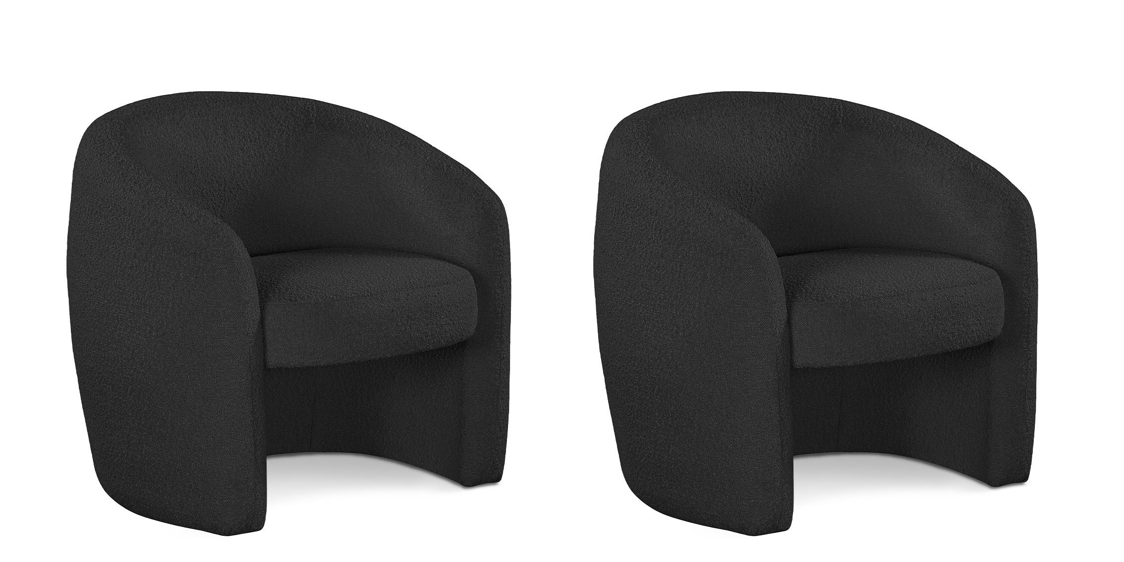

    
Black Boucle Fabric Accent Chair Set 2Pcs ACADIA 543Black Meridian Contemporary
