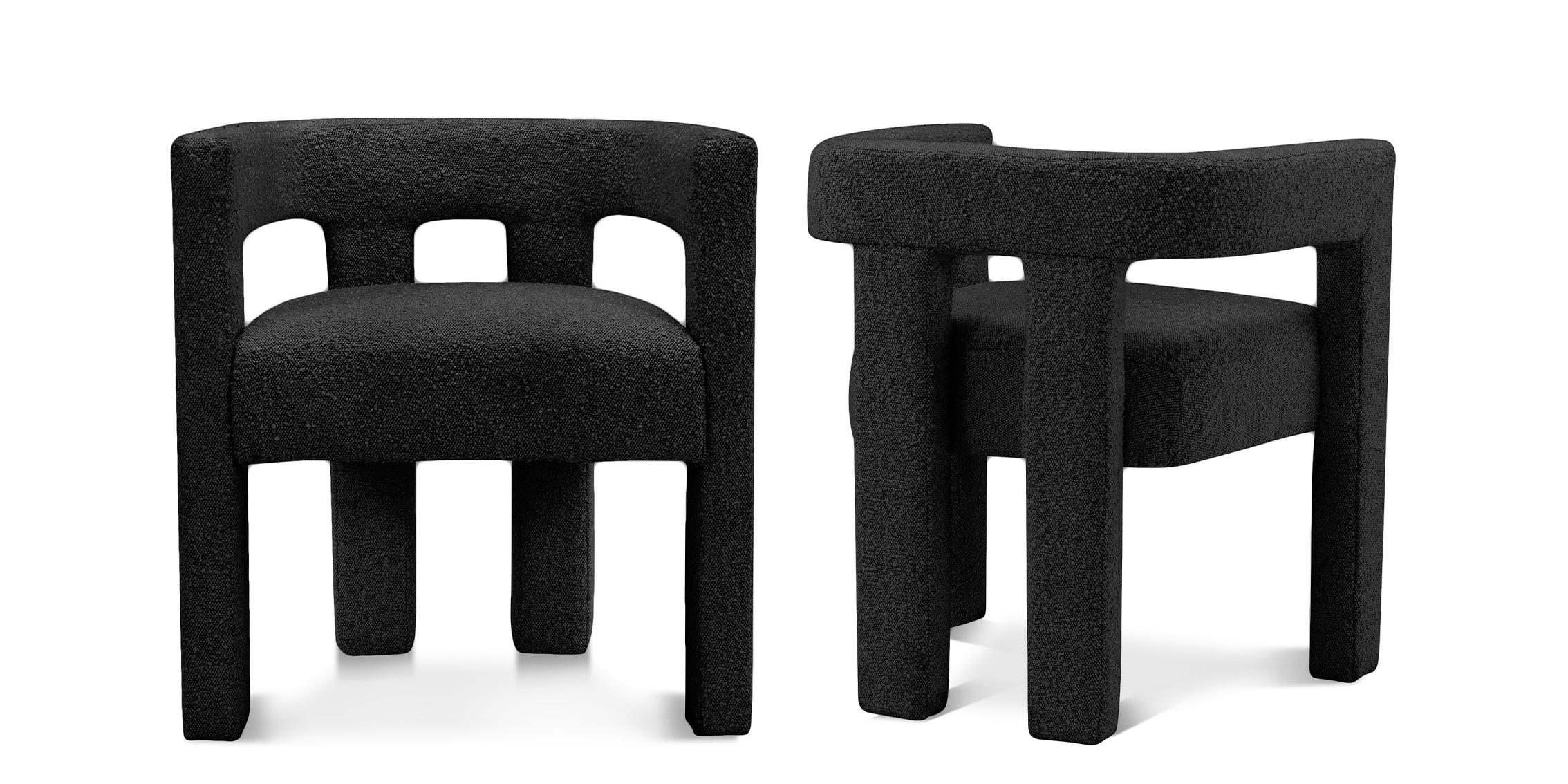 

    
Black Boucle Fabric Dining Chair Set 2 Pcs ATHENA 864Black-C Meridian Modern
