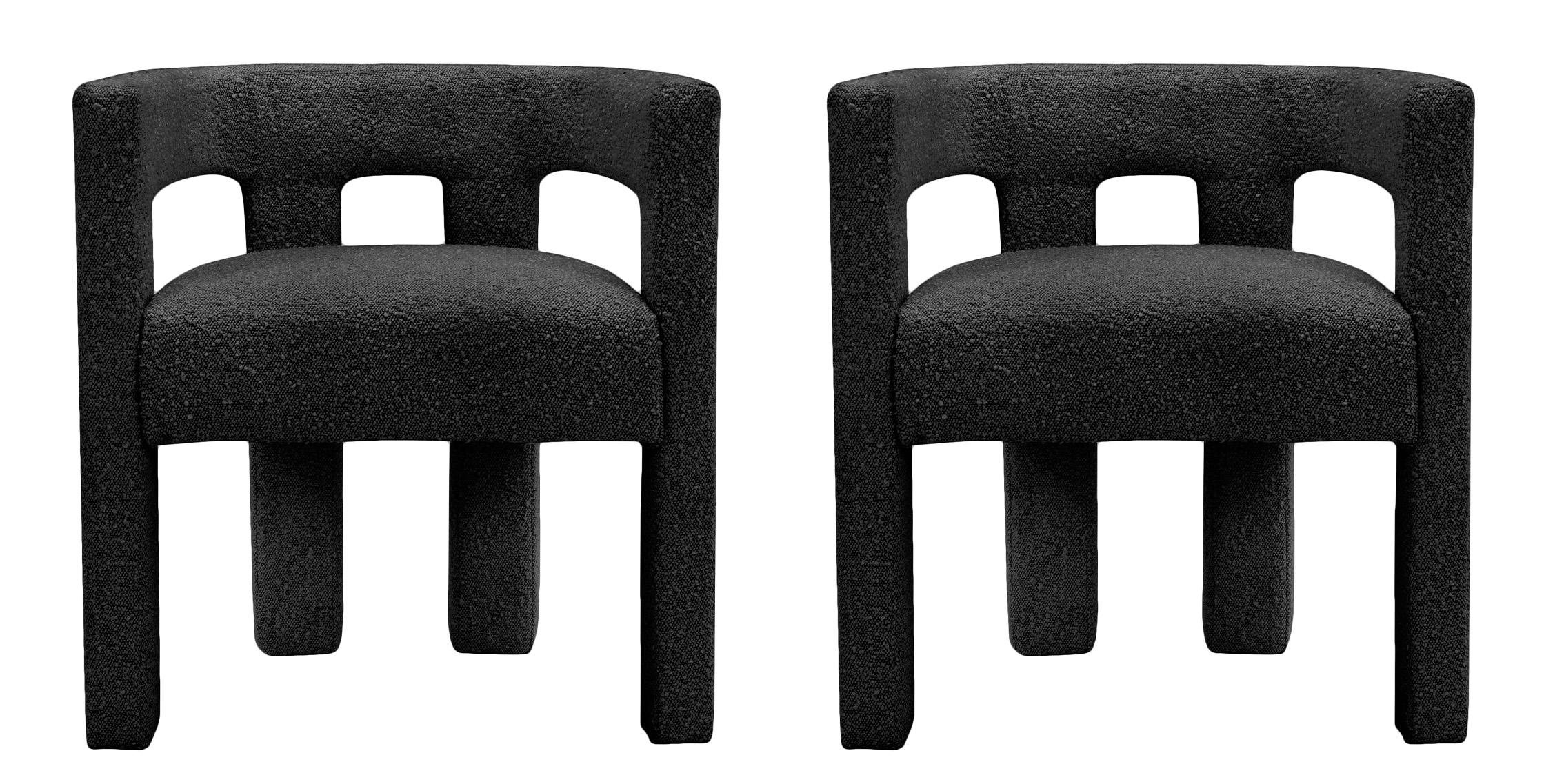 

    
Black Boucle Fabric Dining Chair Set 2 Pcs ATHENA 864Black-C Meridian Modern

