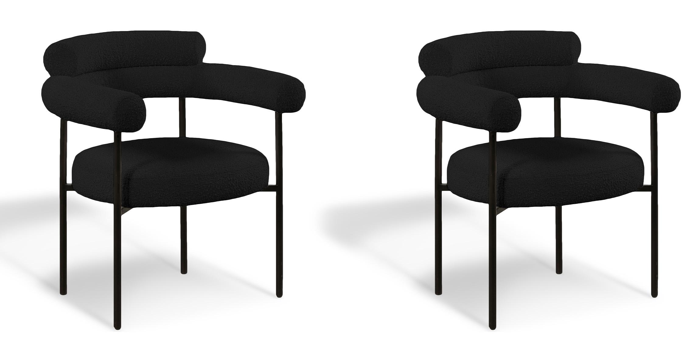 

    
Black Boucle Fabric Dining Chair Set 2Pcs BLAKE 879Black-C Meridian Modern
