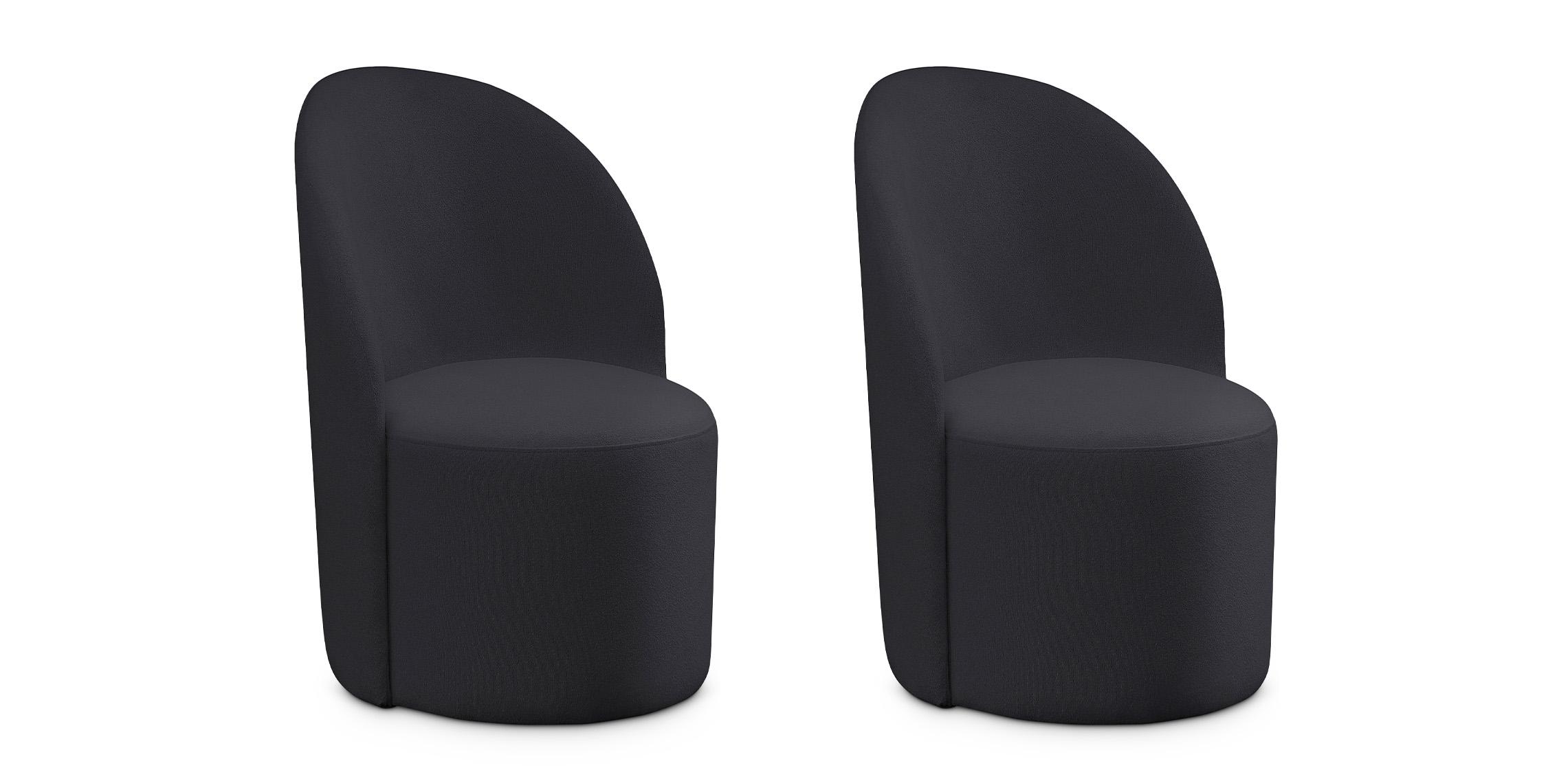

    
Black Boucle Fabric Dining Chair Set 2Pcs HAUTELY 528Black Meridian Modern
