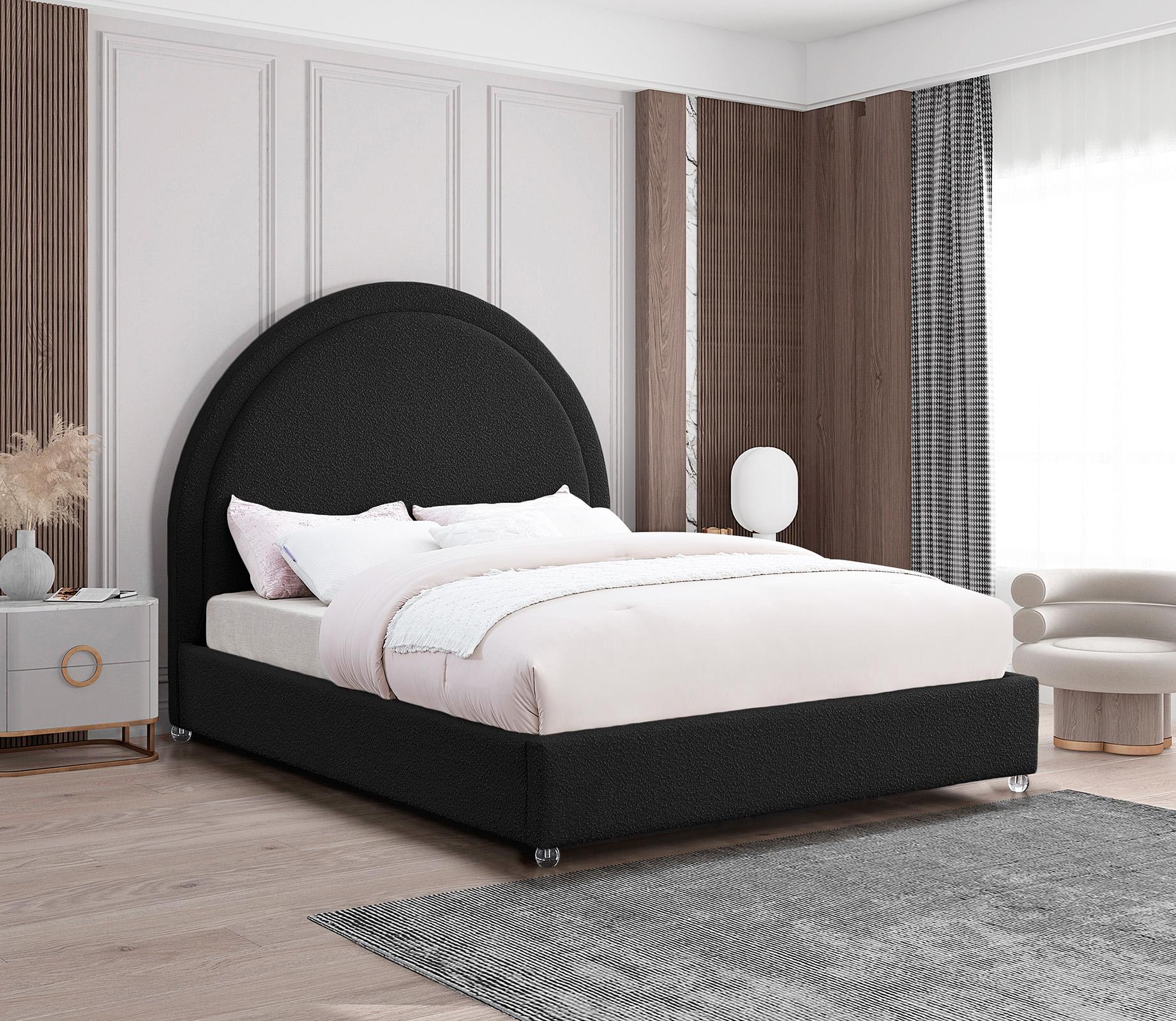 

    
Black Boucle Fabric Full Bed MILO MiloBlack-F Meridian Contemporary Modern
