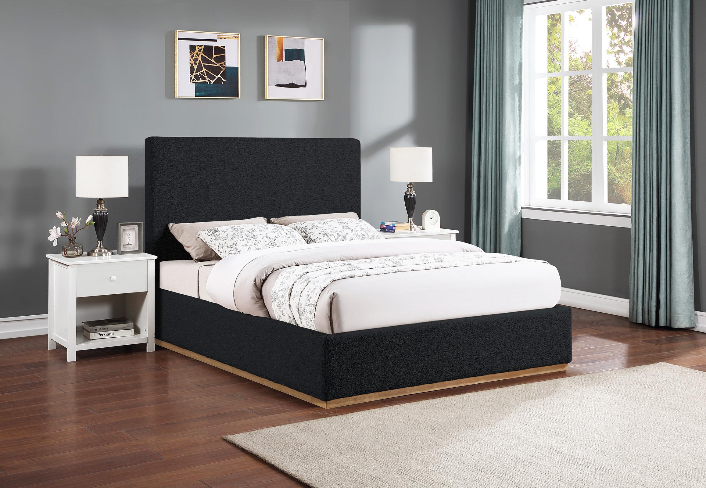 

    
Black Boucle Fabric King Bed MONACO MonacoBlack-K Meridian Contemporary Modern
