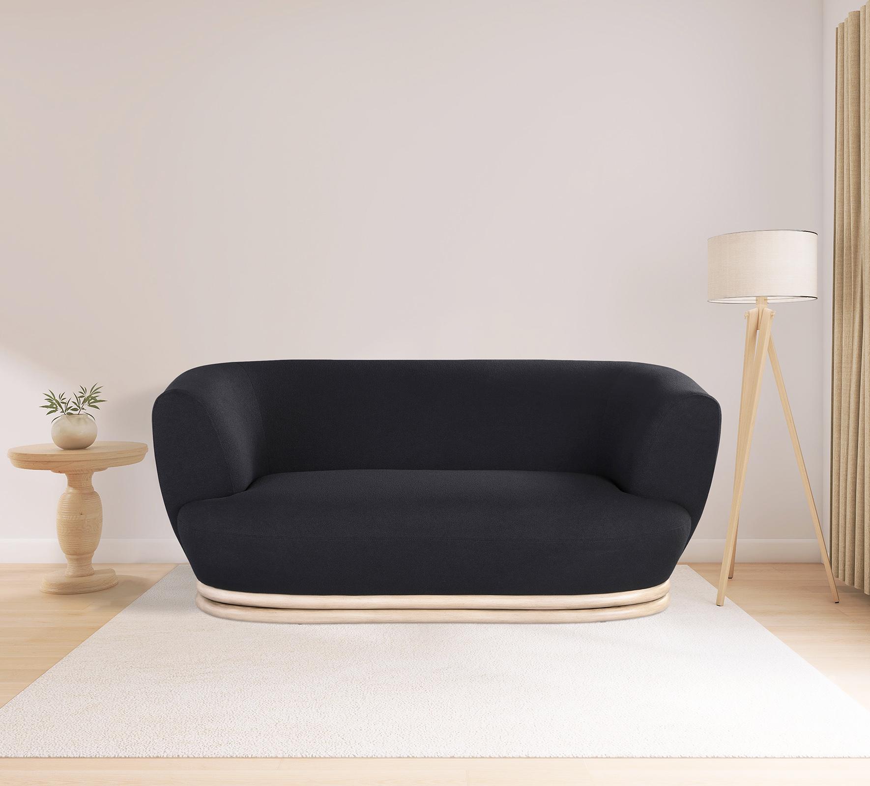 

    
Black Boucle Fabric Sofa Set 2Pcs KIPTON 648Black Meridian Mid-Century Modern
