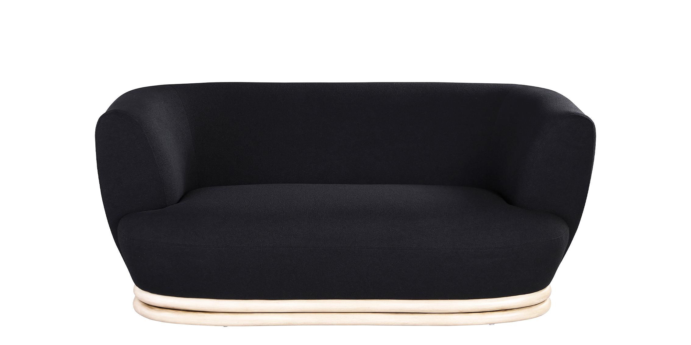 

    
 Order  Black Boucle Fabric Sofa Set 3Pcs KIPTON 648Black Meridian Mid-Century Modern
