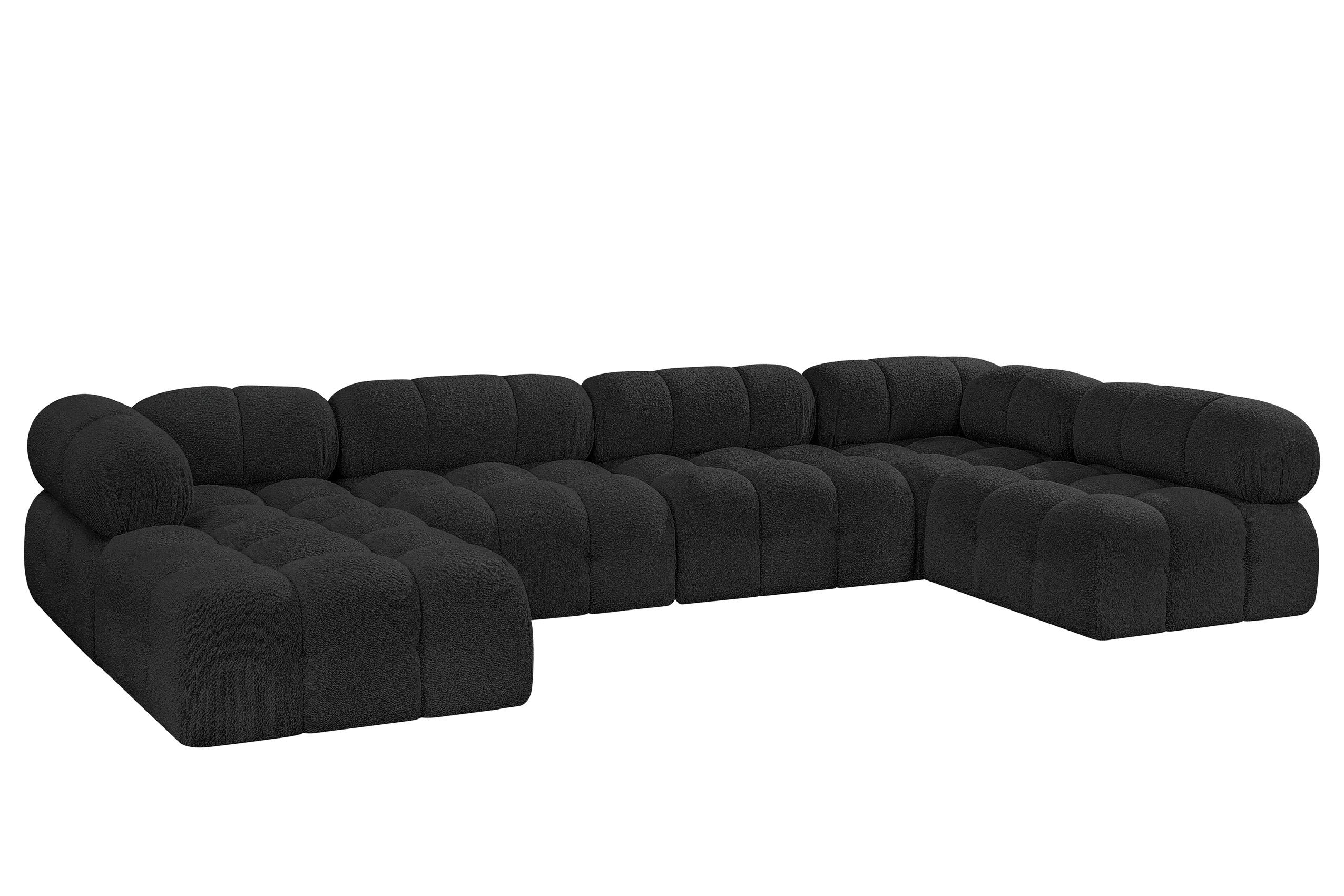 

    
Black Boucle Modular Sectional Sofa AMES 611Black-Sec6A Meridian Modern
