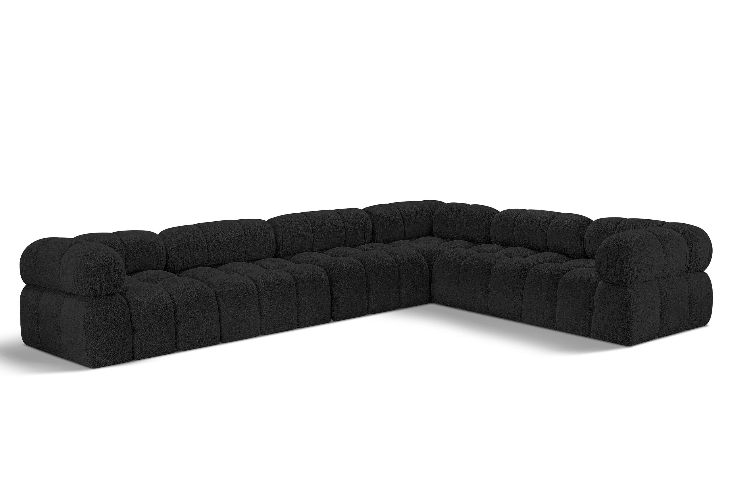 

    
Black Boucle Modular Sectional Sofa AMES 611Black-Sec6F Meridian Modern
