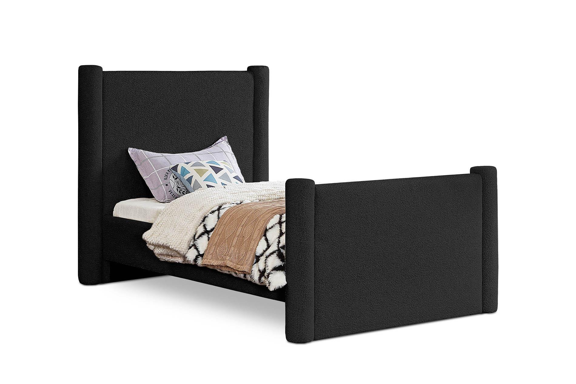 

    
Black Boucle Twin Bed ELIAS B1299Black-T Meridian Contemporary Modern
