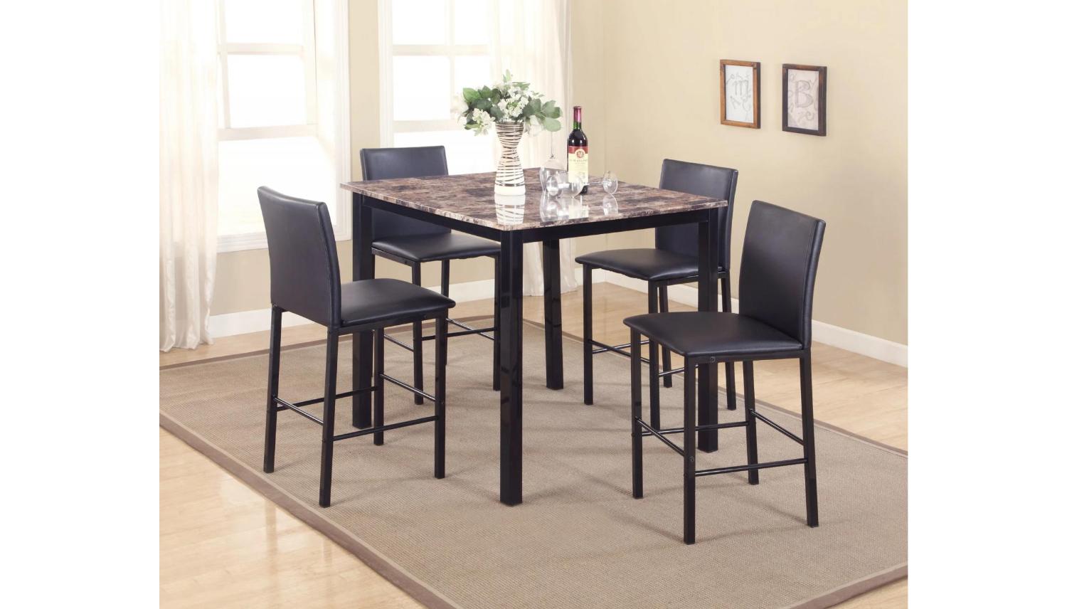 

    
Black & Brown Marble Counter Dining Set by Crown Mark Aiden 1817SET-5pcs
