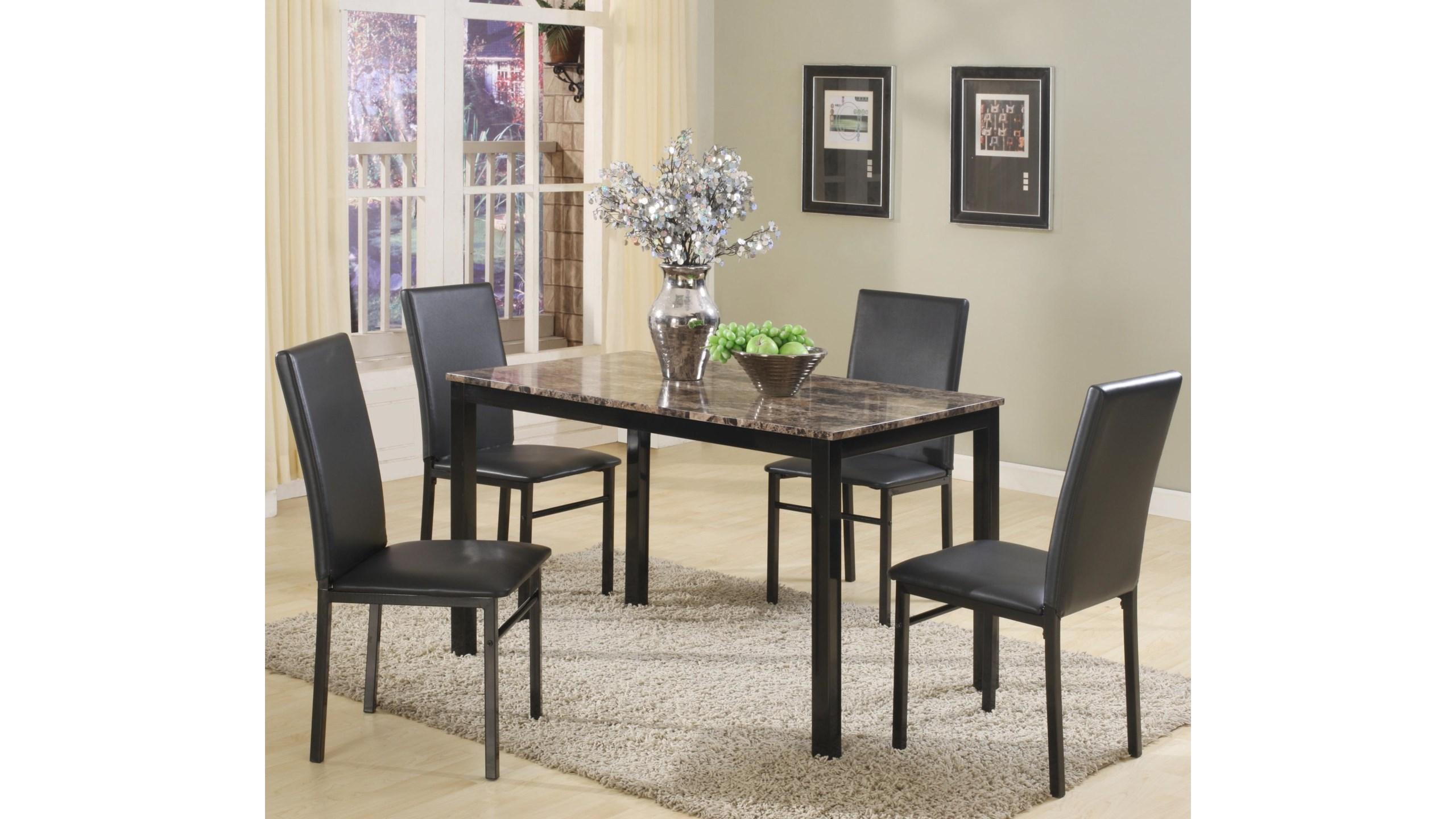 

    
Black & Brown Marble Dining Room Set by Crown Mark Aiden 1217SET-5pcs
