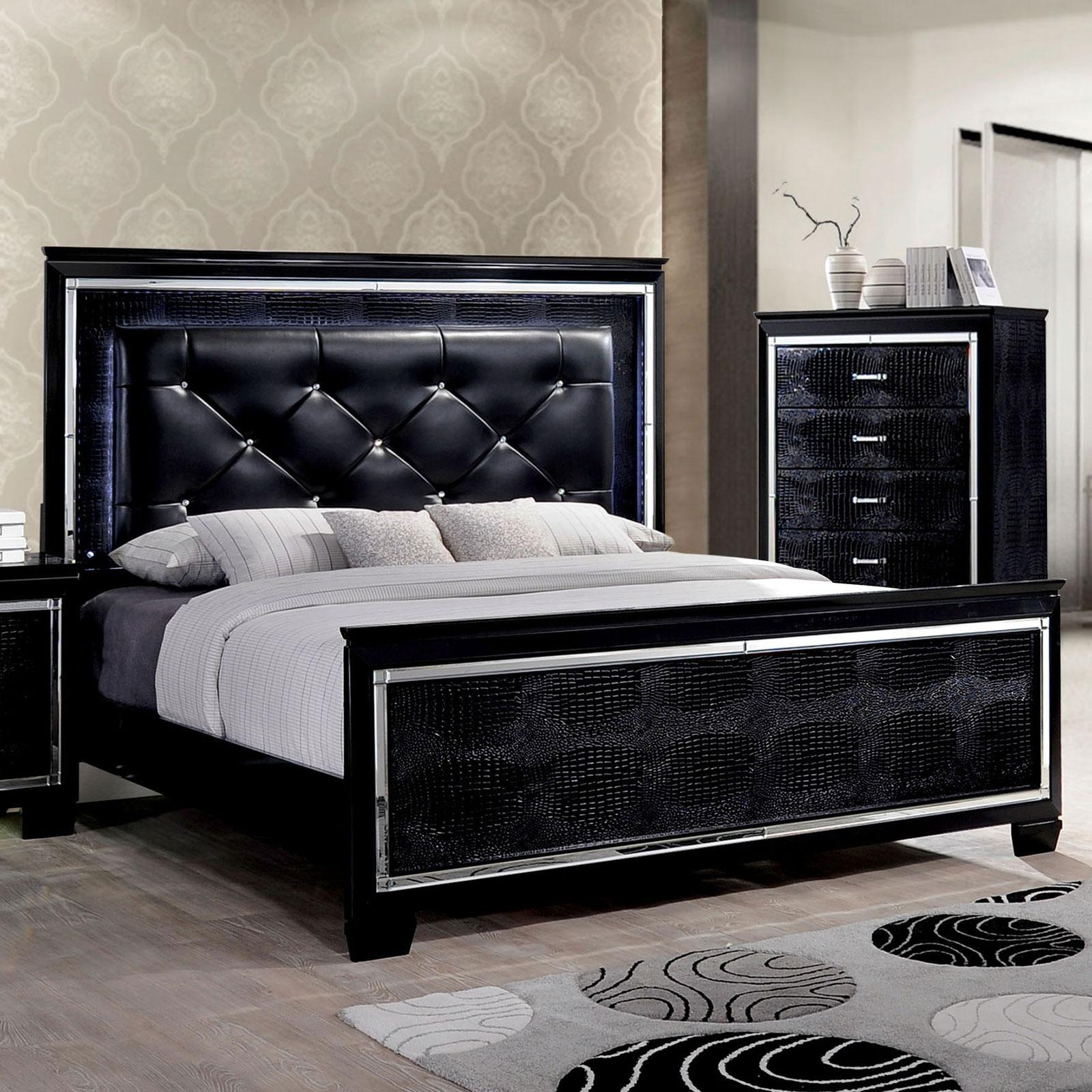 

    
Black CAL King Bedroom Set 4 Pcs Modern Bellanova by Furniture of America
