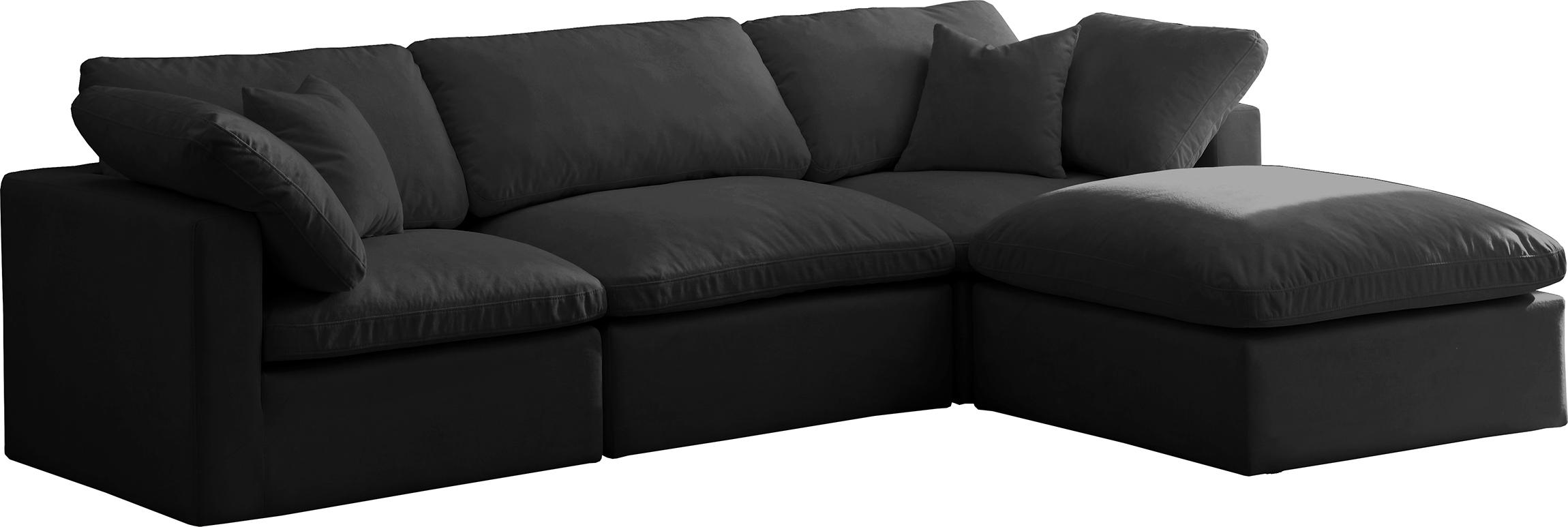 Contemporary, Modern Modular Sectional Sofa Cloud BLACK 602Black-Sec4A in Black Fabric