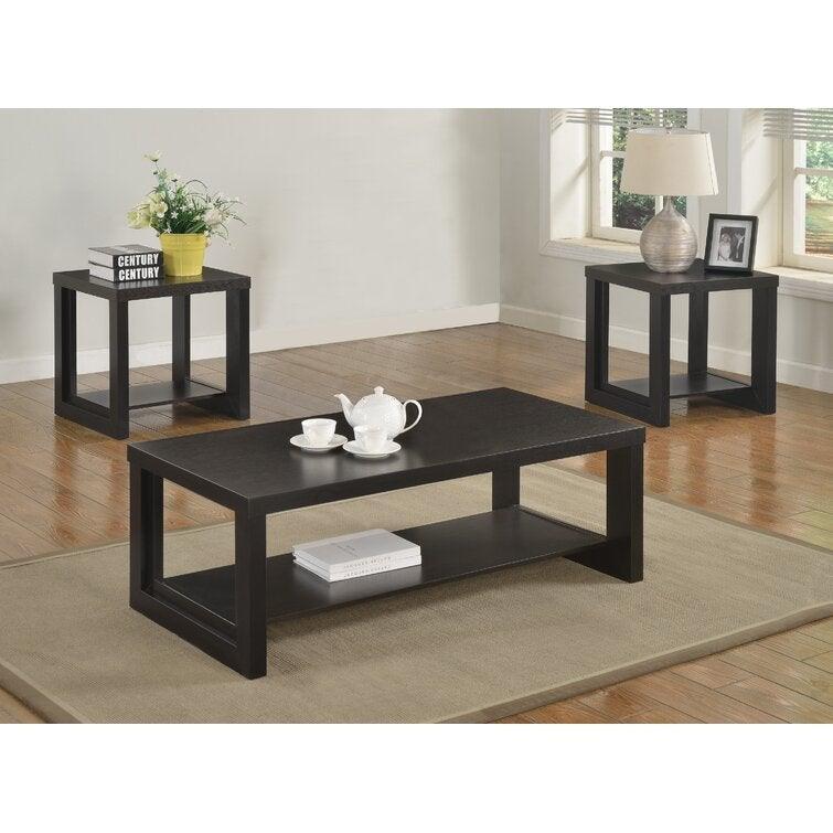 Modern, Simple Coffee Table and 2 End Tables Audra 4121SET in Black 
