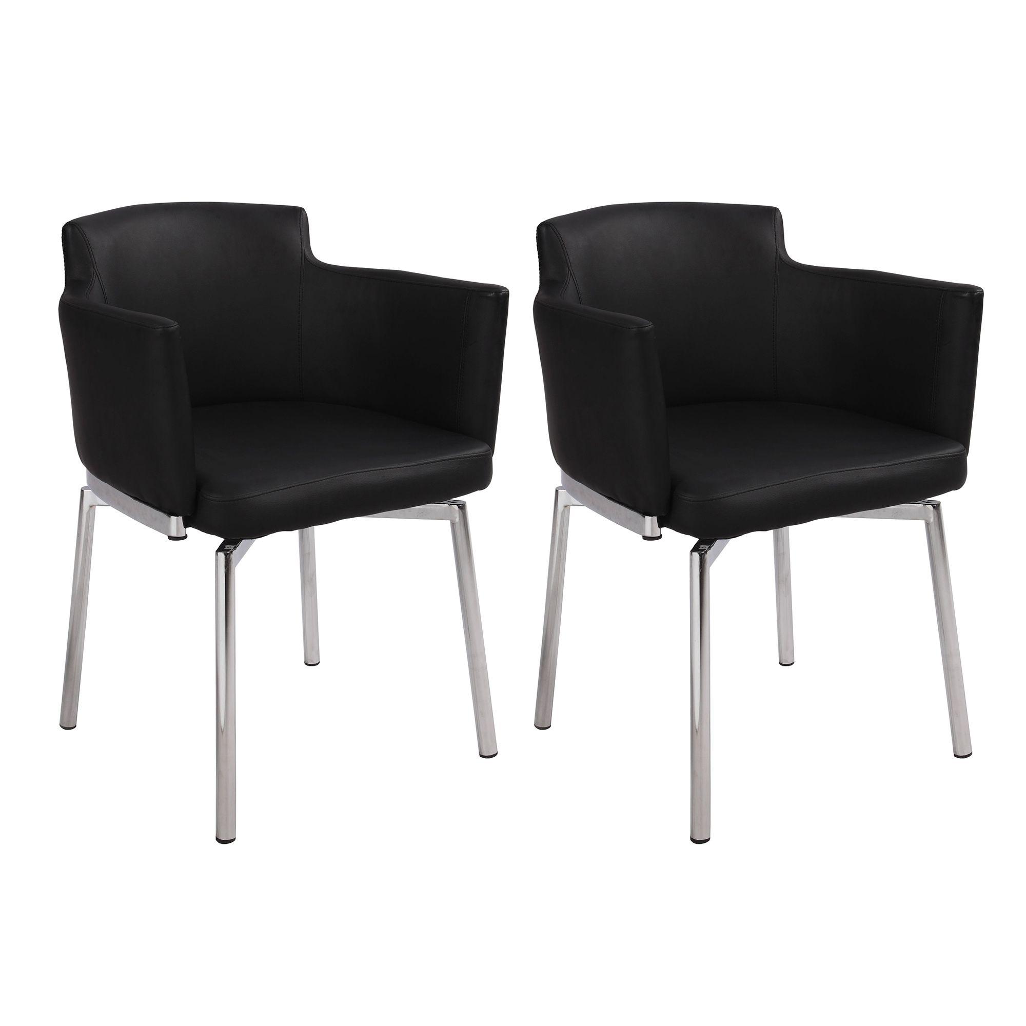 Modern Dining Chair Set Dusty DUSTY-AC-BLK-KD-Set-2 in Black Eco Leather