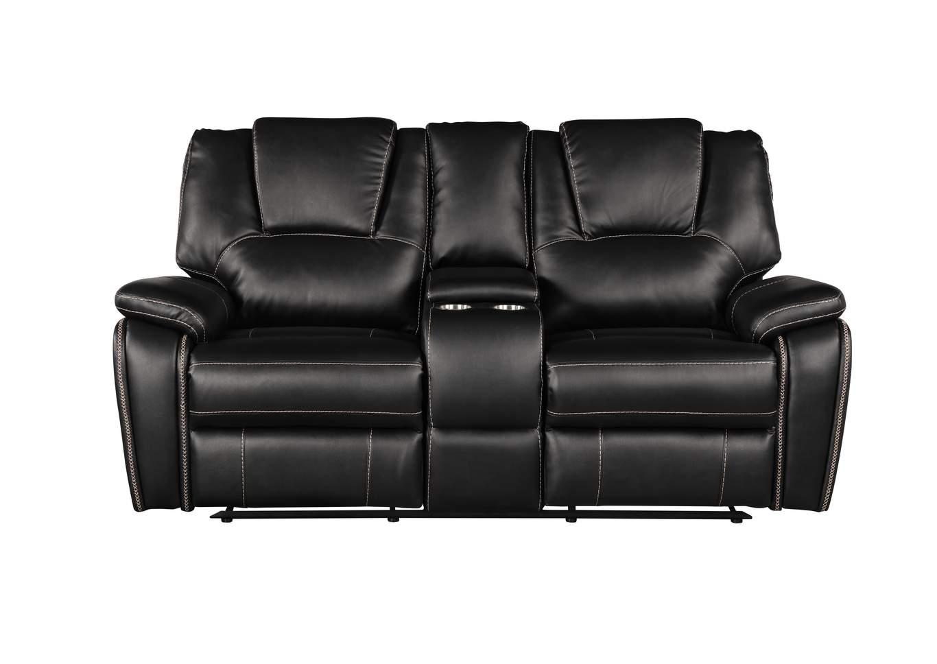 Contemporary, Modern Recliner Loveseat HONG KONG GHF-733569317011 in Black Eco-Leather