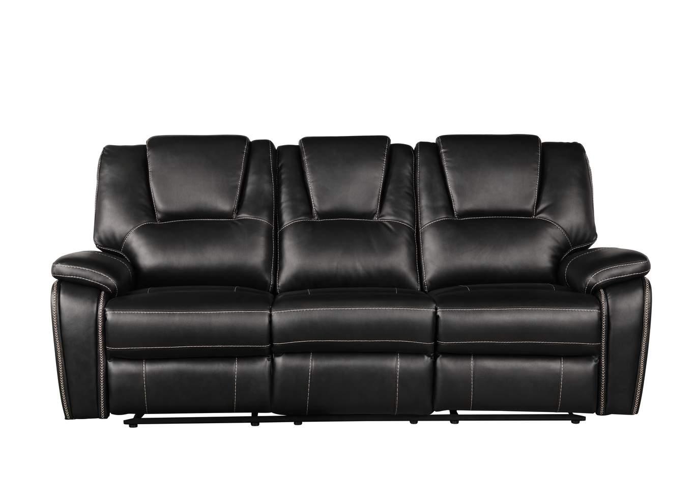 Contemporary, Modern Recliner Sofa Set Hongkong 733569227204-3PC in Black Eco Leather